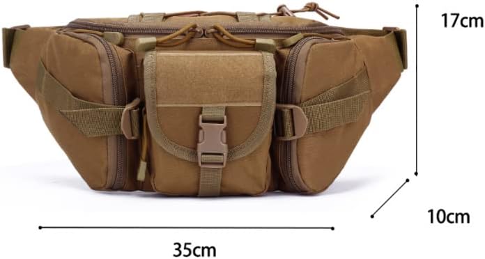 AIMALL 1X Utility Tactical Men Waist Bag Pack - Military Hiking Camping Belt Pouch, Durable Nylon, Multi-Functional with Adjustable Strap, 13.78 x 3.93 x 6.69 Inches, Black