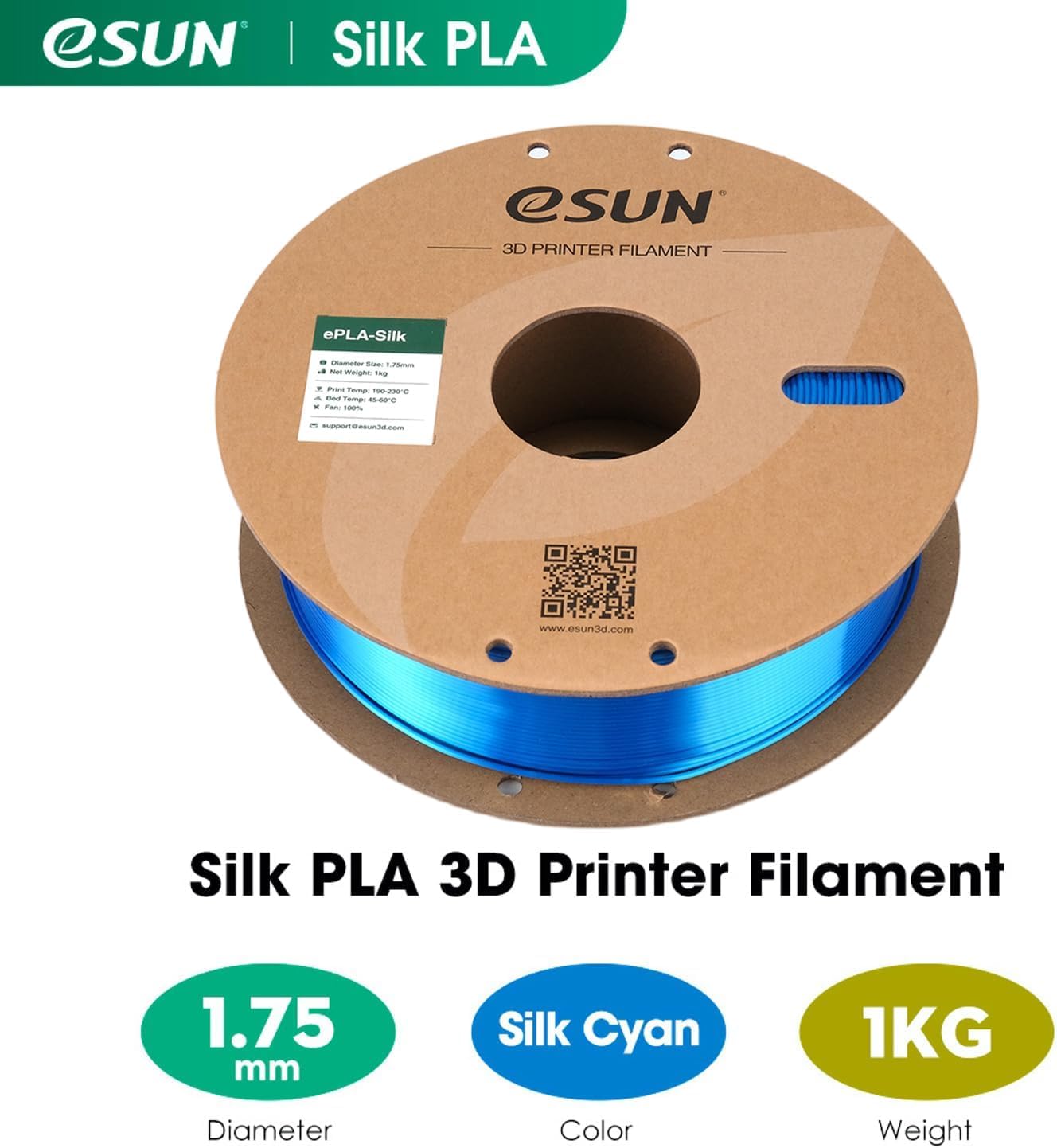 eSUN Silk Mystic PLA Filament 1.75mm, Silky Tricolor 3D Printer Filament PLA, Dimensional Accuracy +/- 0.05mm, 1KG Spool (2.2 LBS) 3D Printing Filament for 3D Printers,Silk Gold Green Black