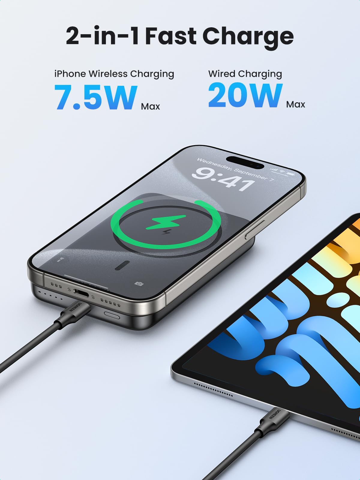 UGREEN Magsafe Power Bank 10000mAh Wireless Portable Charger 20W PD Fast Charging Magnetic Battery Pack Powerbank Compatible with iPhone 16 Pro Max/16 Pro/16 Plus/16/15 Pro Max/14/13/12 Series, Black