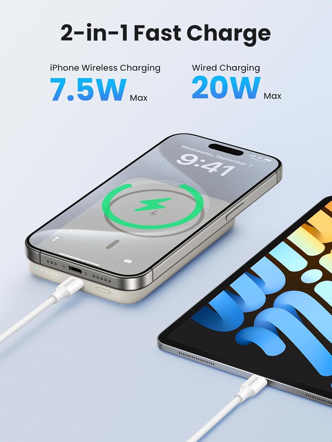 UGREEN Magsafe Power Bank 10000mAh Wireless Portable Charger 20W PD Fast Charging Magnetic Battery Pack Powerbank Compatible with iPhone 16 Pro Max/16 Pro/16 Plus/16/15 Pro Max/14/13/12 Series, Black