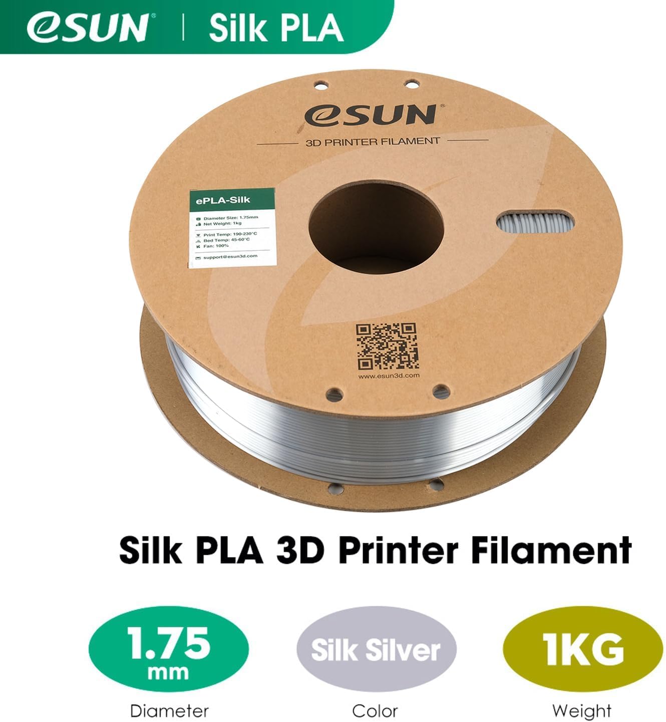 eSUN Silk Mystic PLA Filament 1.75mm, Silky Tricolor 3D Printer Filament PLA, Dimensional Accuracy +/- 0.05mm, 1KG Spool (2.2 LBS) 3D Printing Filament for 3D Printers,Silk Gold Green Black