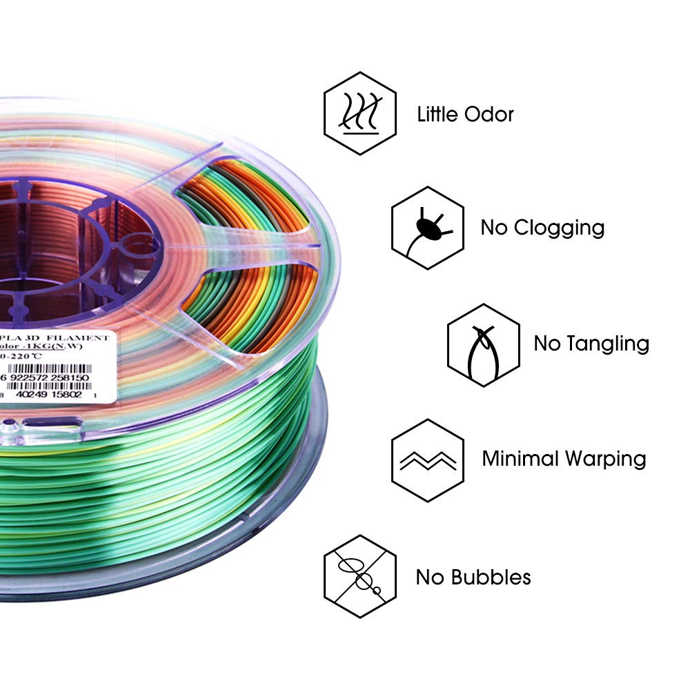 eSUN Silk Mystic PLA Filament 1.75mm, Silky Tricolor 3D Printer Filament PLA, Dimensional Accuracy +/- 0.05mm, 1KG Spool (2.2 LBS) 3D Printing Filament for 3D Printers,Silk Gold Green Black