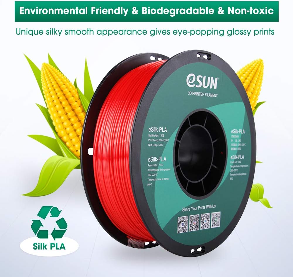 eSUN Silk Mystic PLA Filament 1.75mm, Silky Tricolor 3D Printer Filament PLA, Dimensional Accuracy +/- 0.05mm, 1KG Spool (2.2 LBS) 3D Printing Filament for 3D Printers,Silk Gold Green Black