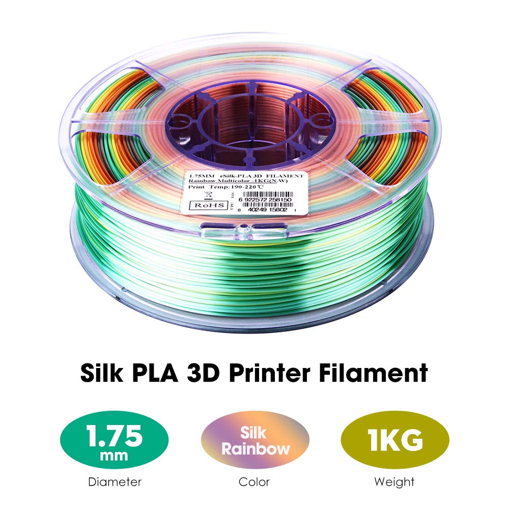 eSUN Silk Mystic PLA Filament 1.75mm, Silky Tricolor 3D Printer Filament PLA, Dimensional Accuracy +/- 0.05mm, 1KG Spool (2.2 LBS) 3D Printing Filament for 3D Printers,Silk Gold Green Black