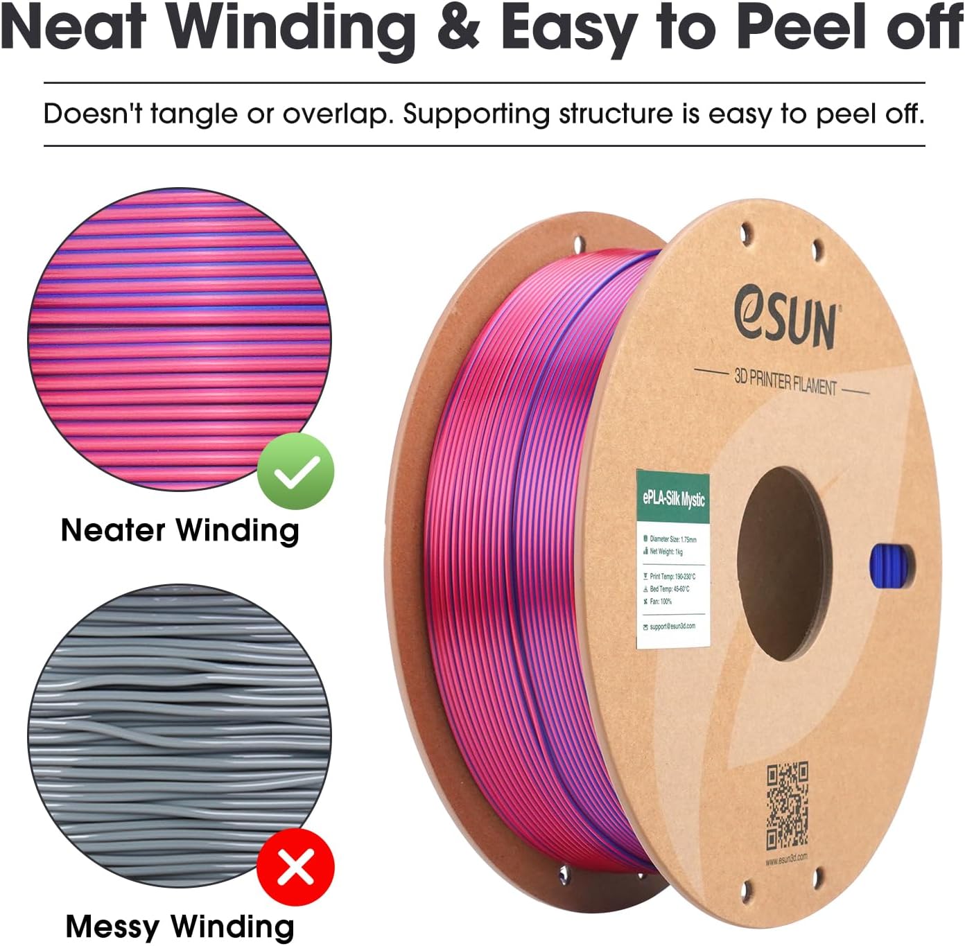 eSUN Silk Mystic PLA Filament 1.75mm, Silky Tricolor 3D Printer Filament PLA, Dimensional Accuracy +/- 0.05mm, 1KG Spool (2.2 LBS) 3D Printing Filament for 3D Printers,Silk Gold Green Black