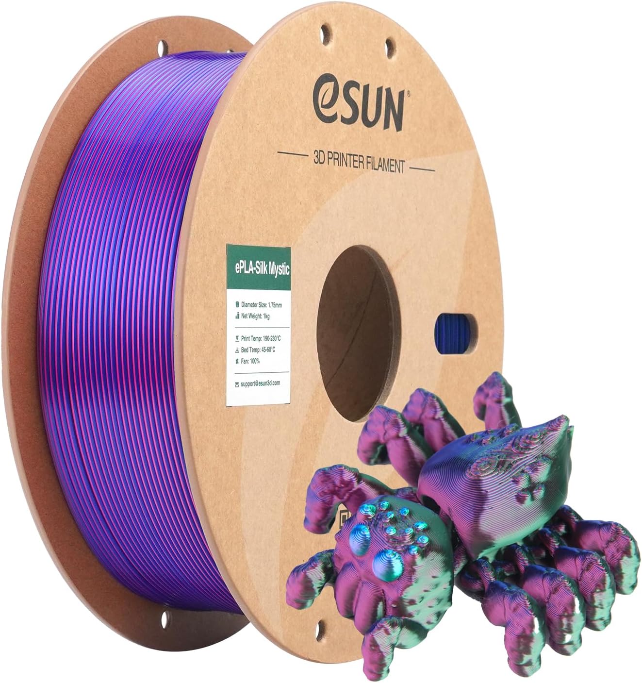 eSUN Silk Mystic PLA Filament 1.75mm, Silky Tricolor 3D Printer Filament PLA, Dimensional Accuracy +/- 0.05mm, 1KG Spool (2.2 LBS) 3D Printing Filament for 3D Printers,Silk Gold Green Black