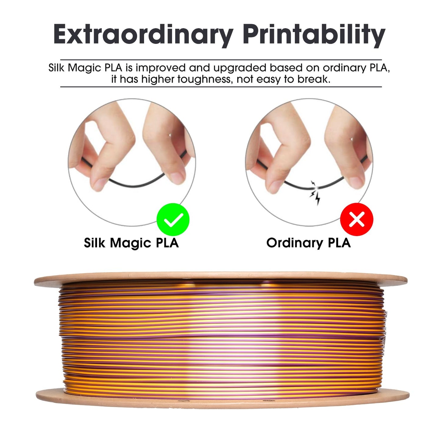 eSUN Silk Mystic PLA Filament 1.75mm, Silky Tricolor 3D Printer Filament PLA, Dimensional Accuracy +/- 0.05mm, 1KG Spool (2.2 LBS) 3D Printing Filament for 3D Printers,Silk Gold Green Black
