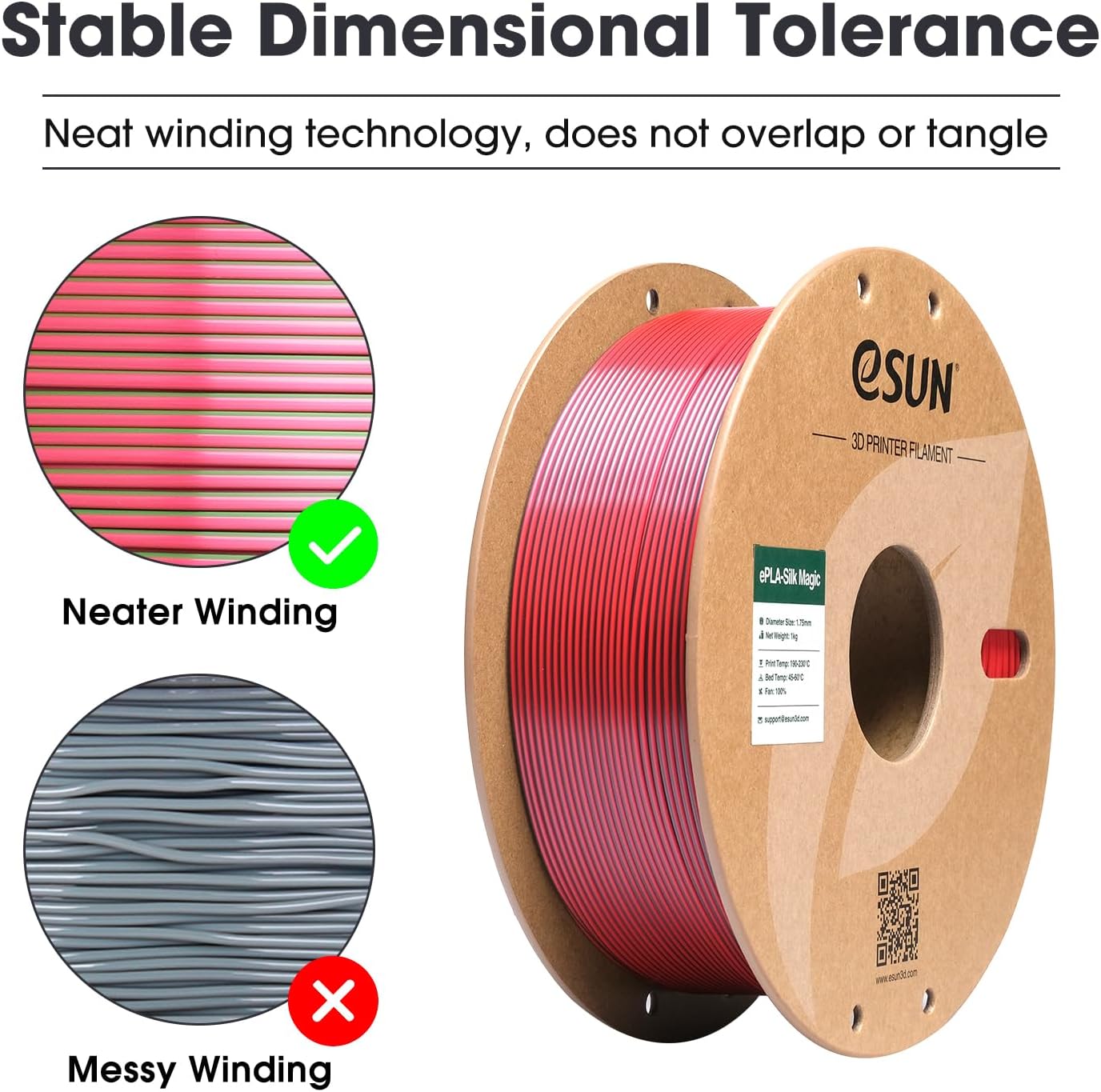 eSUN Silk Mystic PLA Filament 1.75mm, Silky Tricolor 3D Printer Filament PLA, Dimensional Accuracy +/- 0.05mm, 1KG Spool (2.2 LBS) 3D Printing Filament for 3D Printers,Silk Gold Green Black