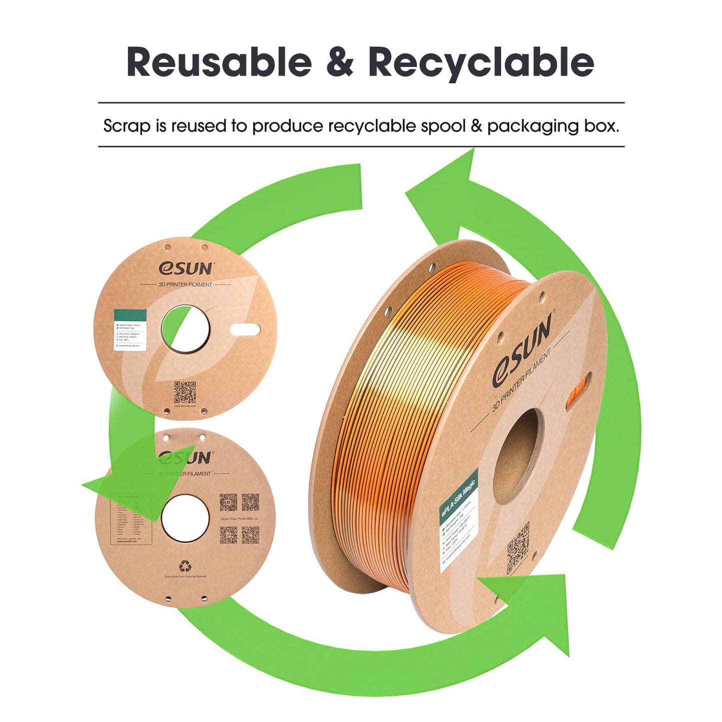 eSUN Silk Mystic PLA Filament 1.75mm, Silky Tricolor 3D Printer Filament PLA, Dimensional Accuracy +/- 0.05mm, 1KG Spool (2.2 LBS) 3D Printing Filament for 3D Printers,Silk Gold Green Black