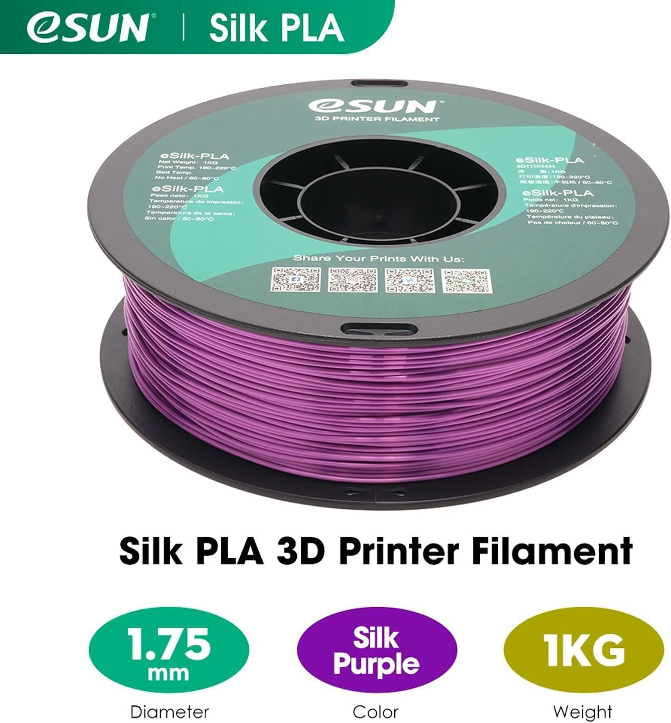 eSUN Silk Mystic PLA Filament 1.75mm, Silky Tricolor 3D Printer Filament PLA, Dimensional Accuracy +/- 0.05mm, 1KG Spool (2.2 LBS) 3D Printing Filament for 3D Printers,Silk Gold Green Black