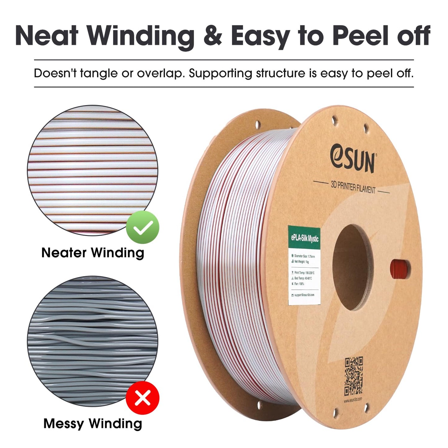 eSUN Silk Mystic PLA Filament 1.75mm, Silky Tricolor 3D Printer Filament PLA, Dimensional Accuracy +/- 0.05mm, 1KG Spool (2.2 LBS) 3D Printing Filament for 3D Printers,Silk Gold Green Black