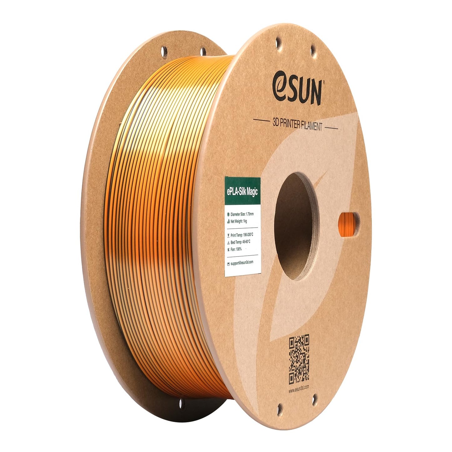 eSUN Silk Mystic PLA Filament 1.75mm, Silky Tricolor 3D Printer Filament PLA, Dimensional Accuracy +/- 0.05mm, 1KG Spool (2.2 LBS) 3D Printing Filament for 3D Printers,Silk Gold Green Black