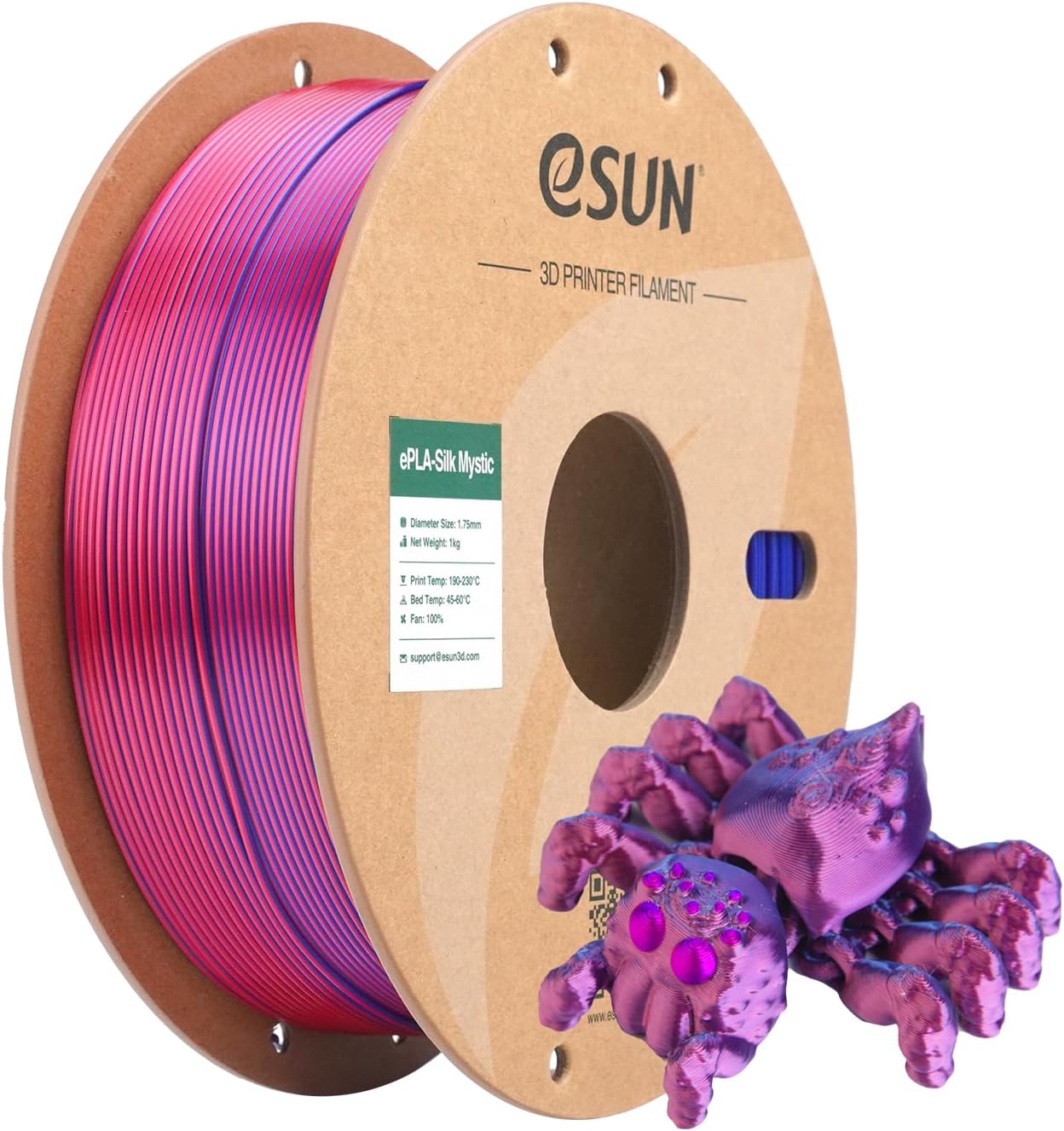 eSUN Silk Mystic PLA Filament 1.75mm, Silky Tricolor 3D Printer Filament PLA, Dimensional Accuracy +/- 0.05mm, 1KG Spool (2.2 LBS) 3D Printing Filament for 3D Printers,Silk Gold Green Black