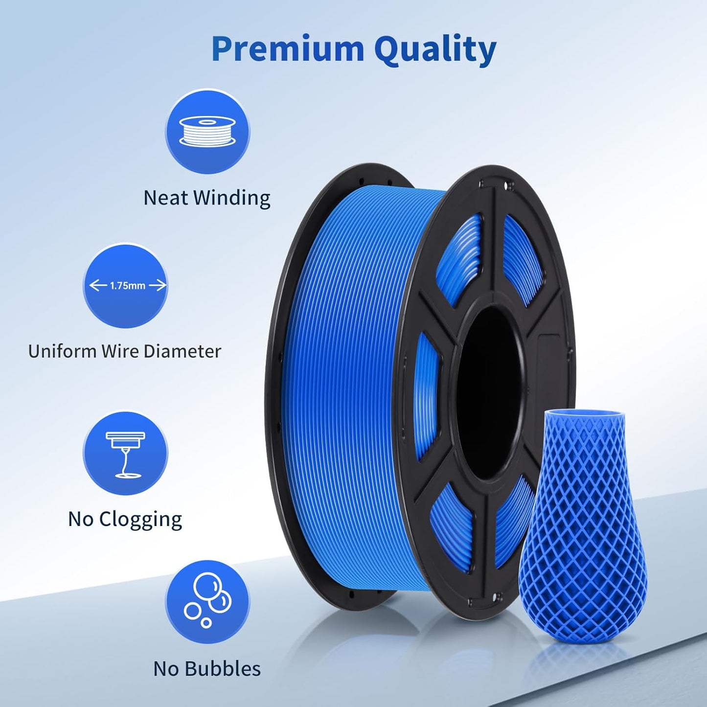ANYCUBIC PLA 3D Printer Filament, Blue, 3D Printing PLA Filament 1.75mm Dimensional Accuracy +/- 0.02mm, 1KG Spool (2.2 lbs)