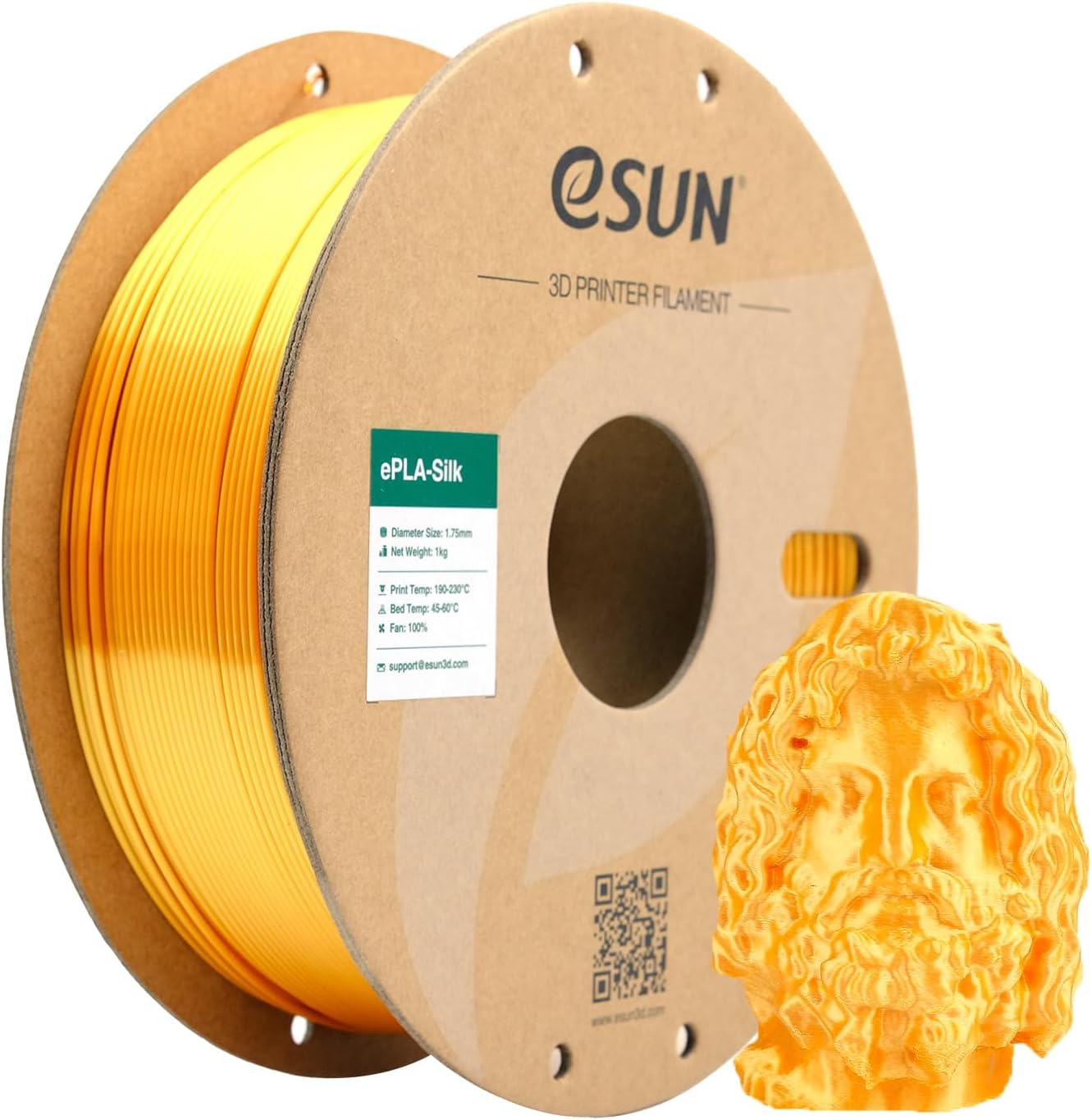 eSUN Silk Mystic PLA Filament 1.75mm, Silky Tricolor 3D Printer Filament PLA, Dimensional Accuracy +/- 0.05mm, 1KG Spool (2.2 LBS) 3D Printing Filament for 3D Printers,Silk Gold Green Black