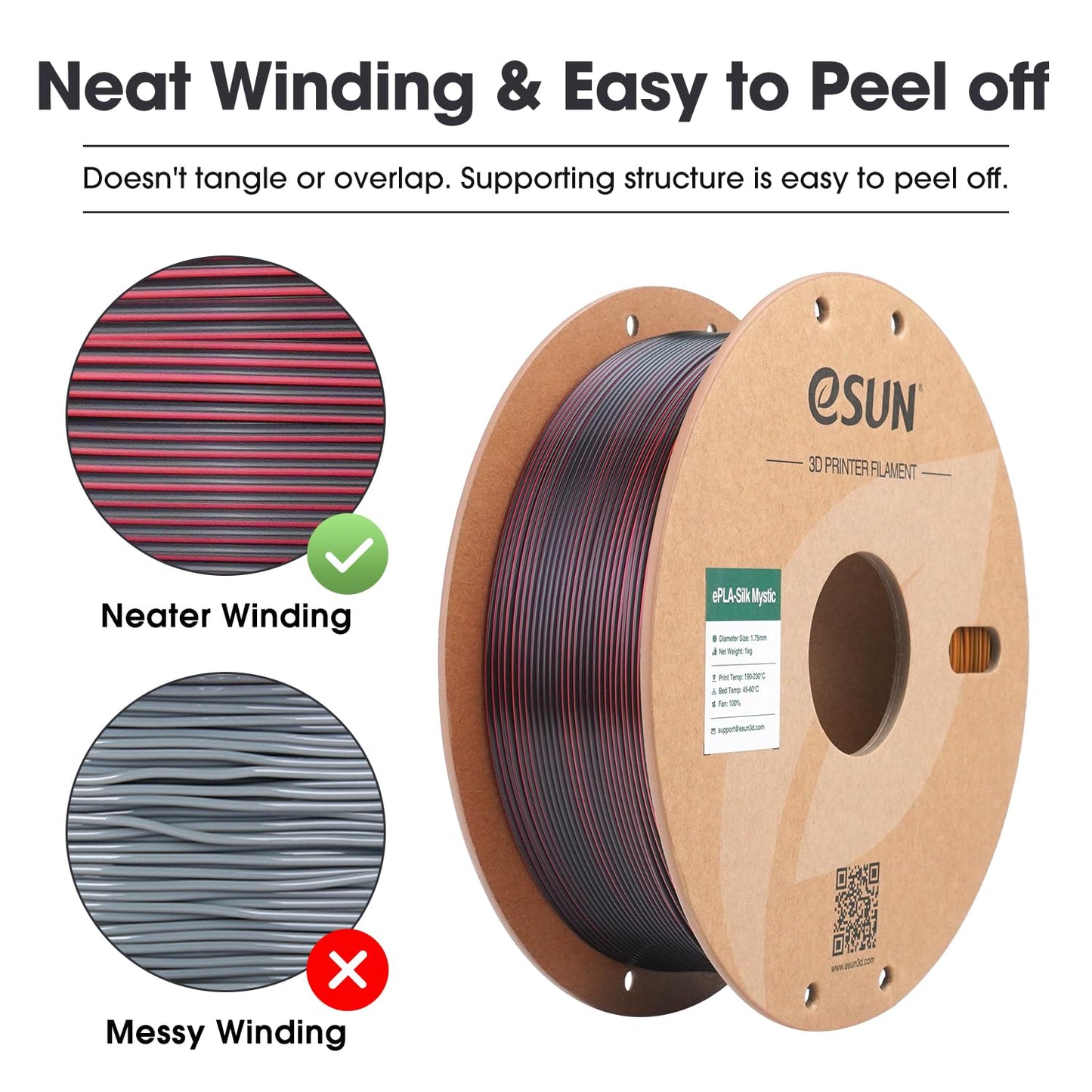 eSUN Silk Mystic PLA Filament 1.75mm, Silky Tricolor 3D Printer Filament PLA, Dimensional Accuracy +/- 0.05mm, 1KG Spool (2.2 LBS) 3D Printing Filament for 3D Printers,Silk Gold Green Black