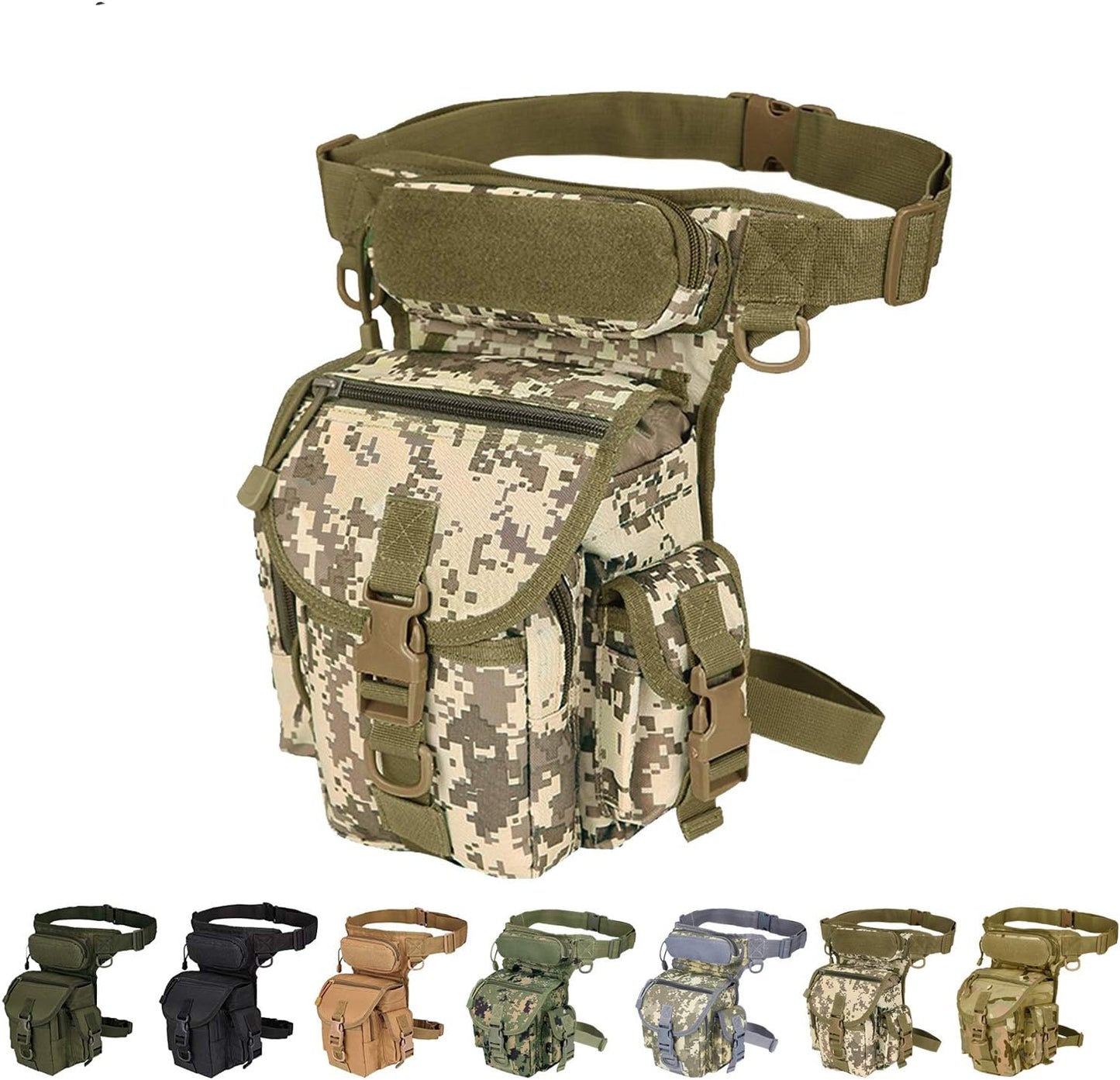 Injoy Multi-Purpose Tactical Drop Leg Bag Tool Fanny Thigh Pack Leg Rig Military Motorcycle Camera Versipack Utility Pouch, Black/Coyote Tan/Army Green/Camouflage 7 Colors Available