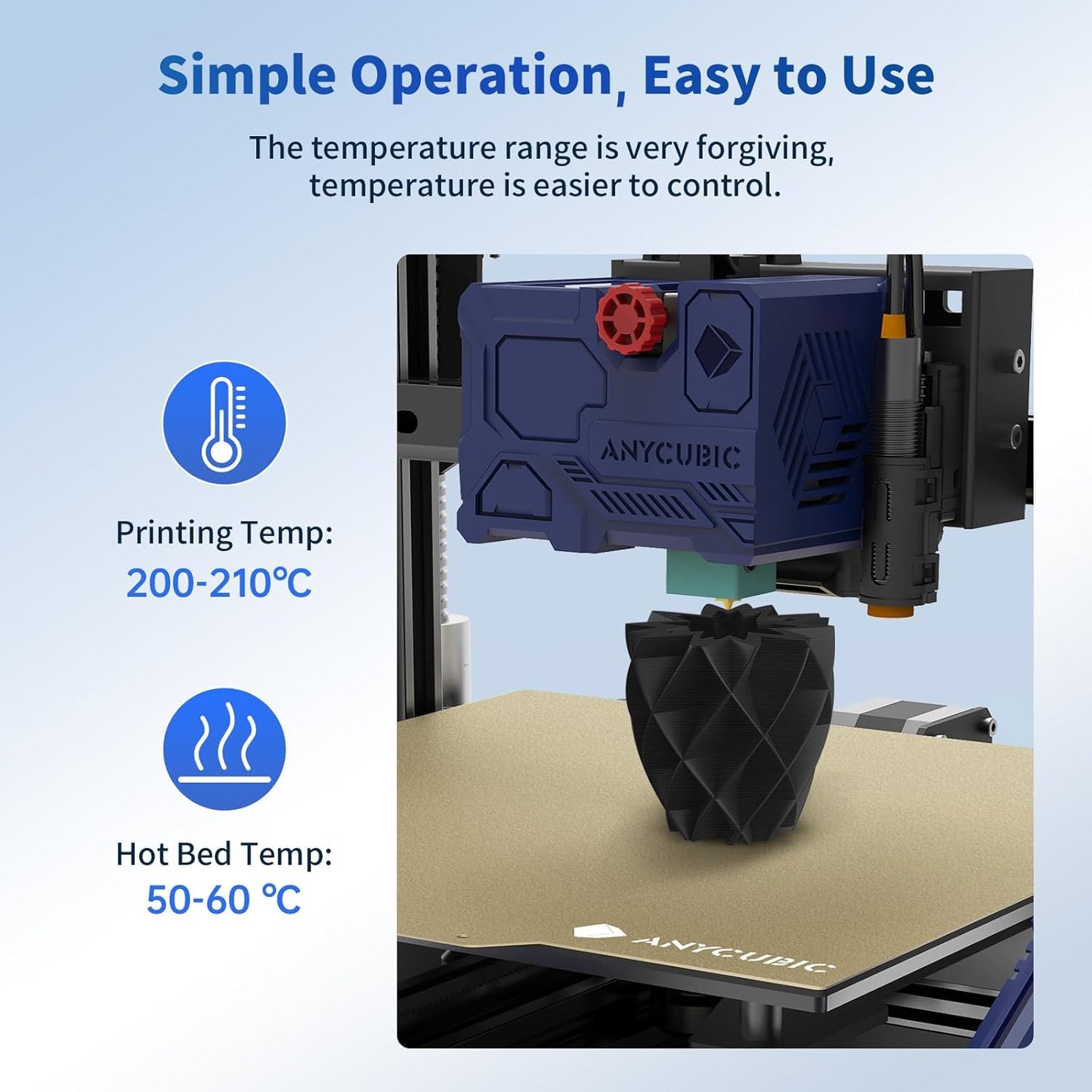 ANYCUBIC PLA 3D Printer Filament, Blue, 3D Printing PLA Filament 1.75mm Dimensional Accuracy +/- 0.02mm, 1KG Spool (2.2 lbs)