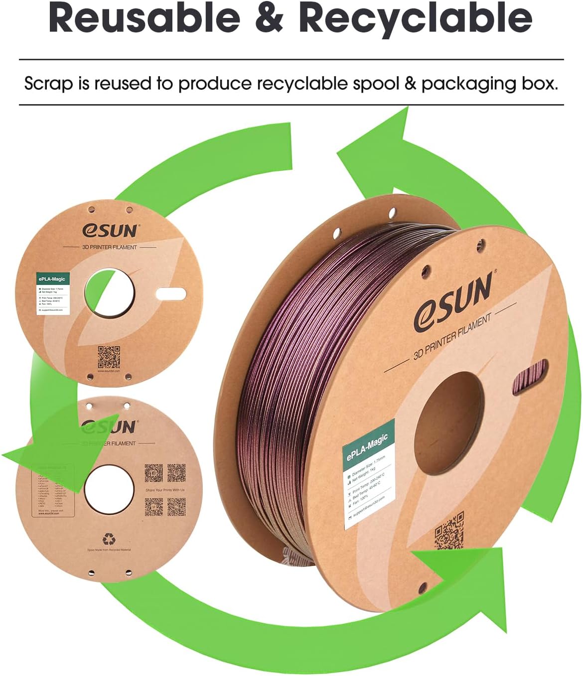 eSUN Silk Mystic PLA Filament 1.75mm, Silky Tricolor 3D Printer Filament PLA, Dimensional Accuracy +/- 0.05mm, 1KG Spool (2.2 LBS) 3D Printing Filament for 3D Printers,Silk Gold Green Black