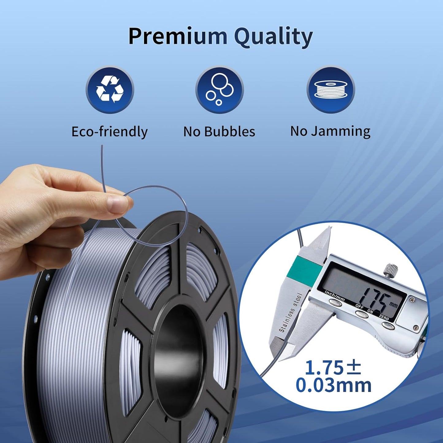 ANYCUBIC PLA 3D Printer Filament, Blue, 3D Printing PLA Filament 1.75mm Dimensional Accuracy +/- 0.02mm, 1KG Spool (2.2 lbs)