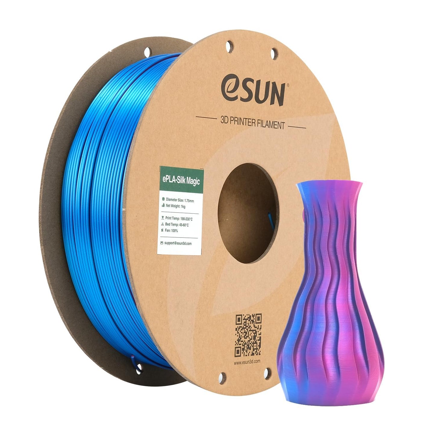 eSUN Silk Mystic PLA Filament 1.75mm, Silky Tricolor 3D Printer Filament PLA, Dimensional Accuracy +/- 0.05mm, 1KG Spool (2.2 LBS) 3D Printing Filament for 3D Printers,Silk Gold Green Black