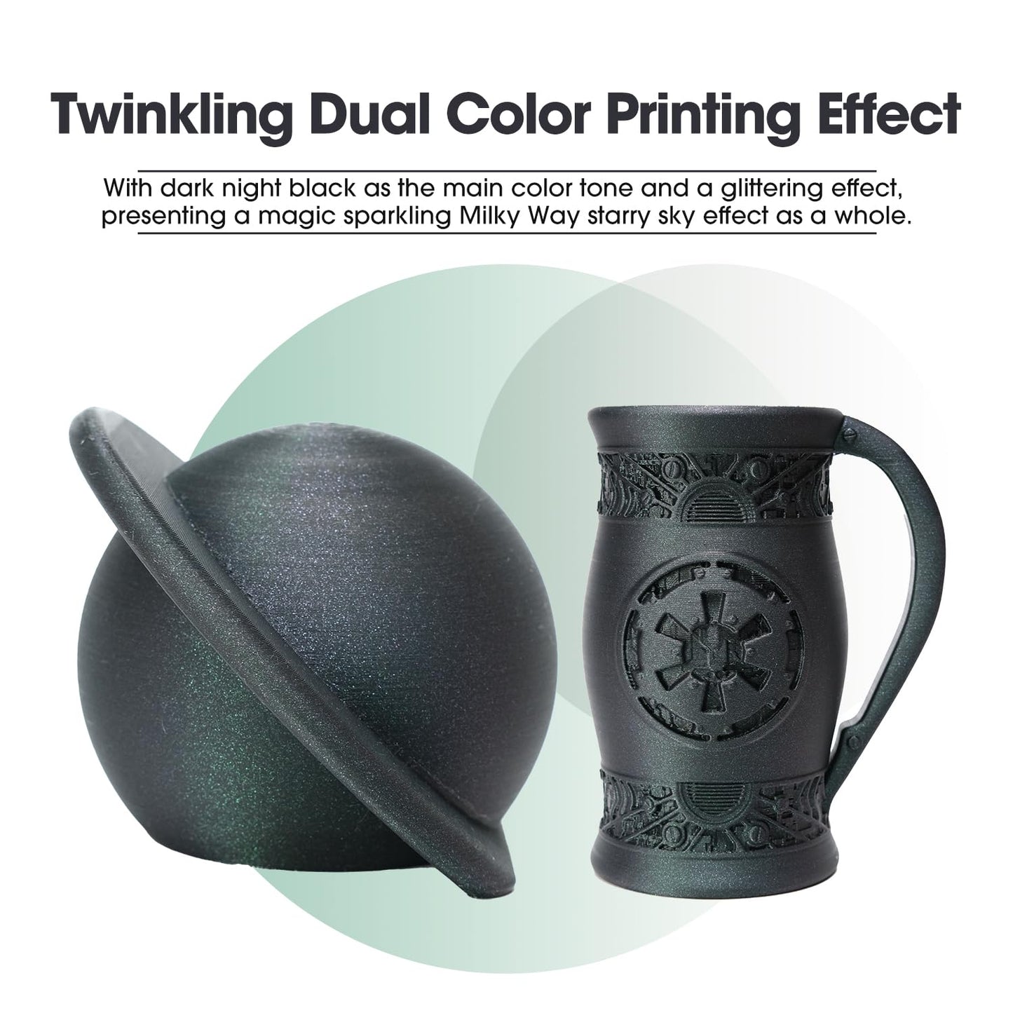 eSUN Silk Mystic PLA Filament 1.75mm, Silky Tricolor 3D Printer Filament PLA, Dimensional Accuracy +/- 0.05mm, 1KG Spool (2.2 LBS) 3D Printing Filament for 3D Printers,Silk Gold Green Black