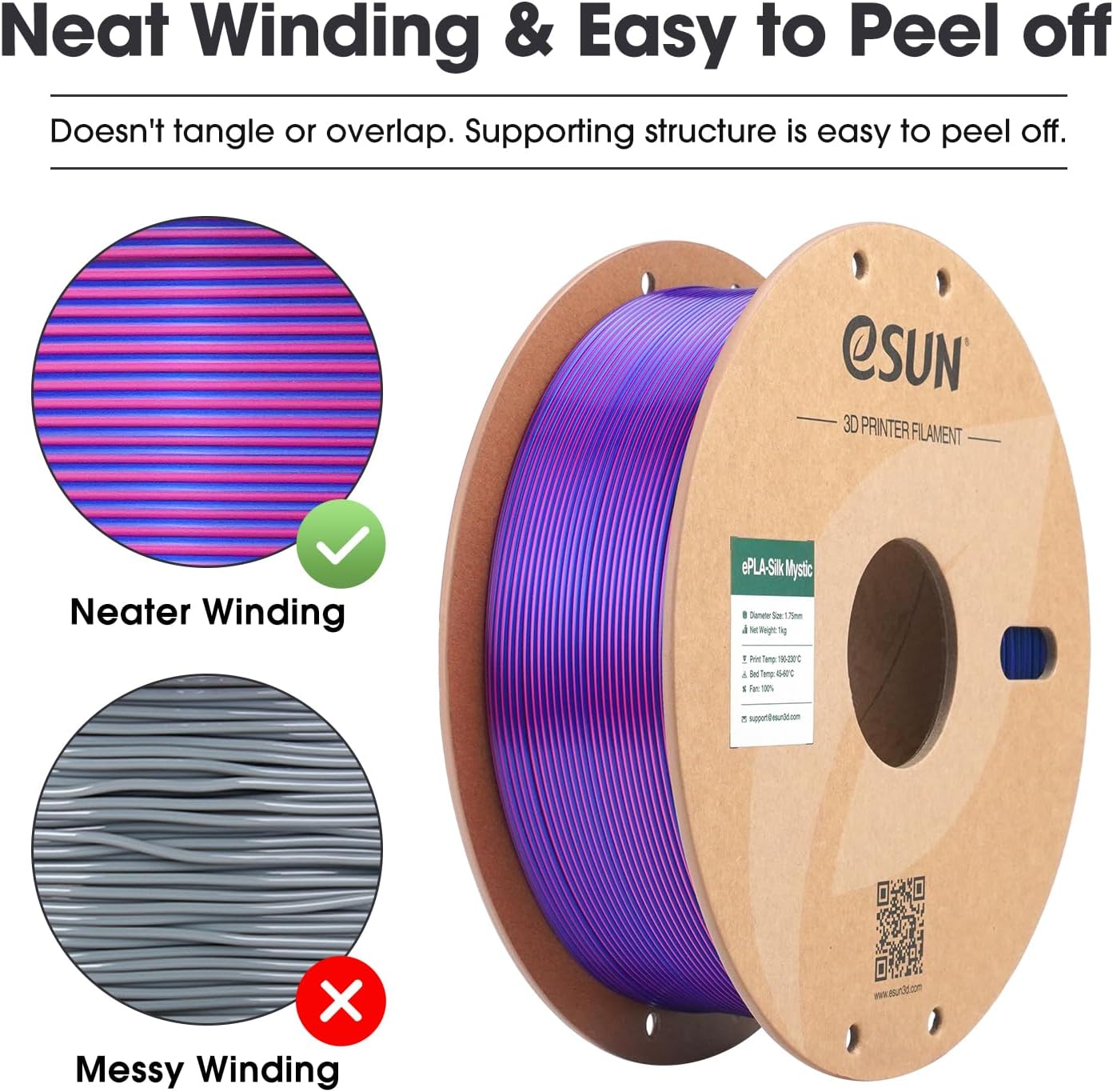eSUN Silk Mystic PLA Filament 1.75mm, Silky Tricolor 3D Printer Filament PLA, Dimensional Accuracy +/- 0.05mm, 1KG Spool (2.2 LBS) 3D Printing Filament for 3D Printers,Silk Gold Green Black