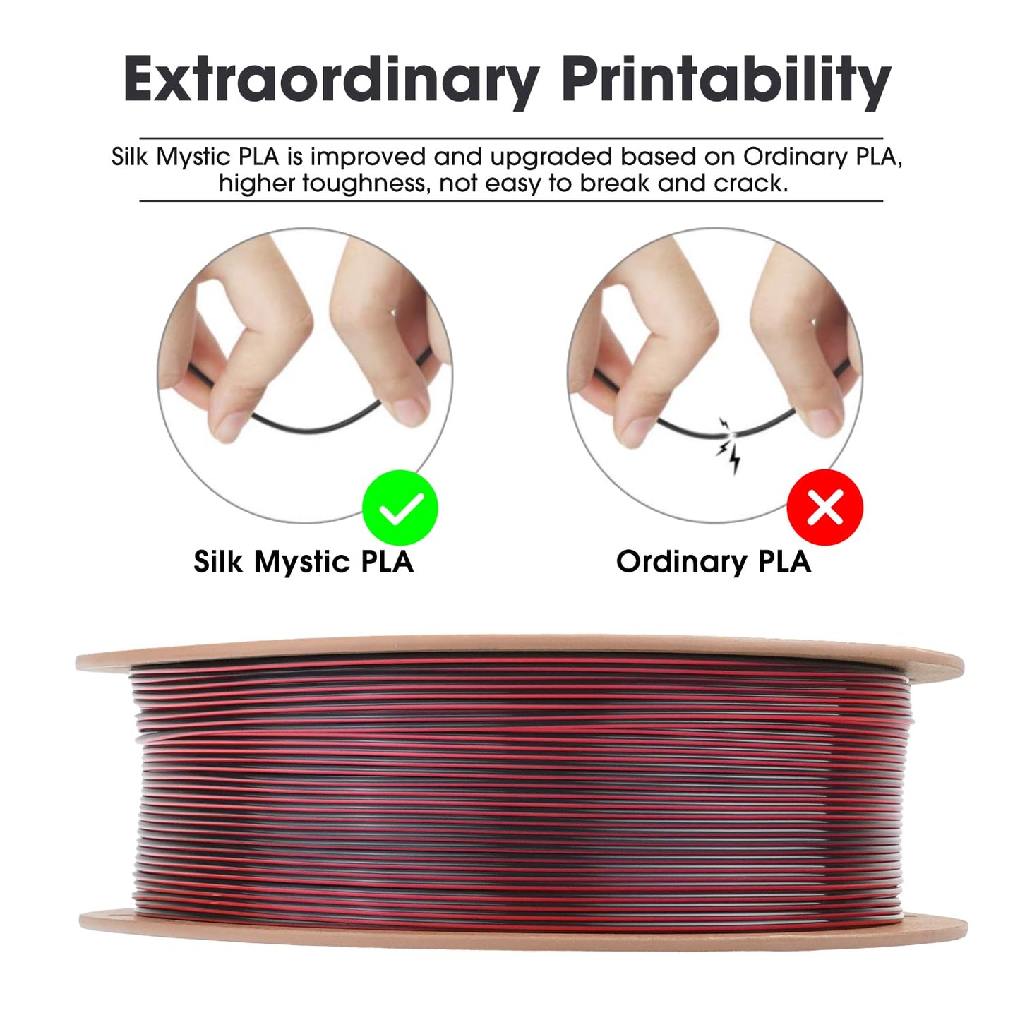 eSUN Silk Mystic PLA Filament 1.75mm, Silky Tricolor 3D Printer Filament PLA, Dimensional Accuracy +/- 0.05mm, 1KG Spool (2.2 LBS) 3D Printing Filament for 3D Printers,Silk Gold Green Black