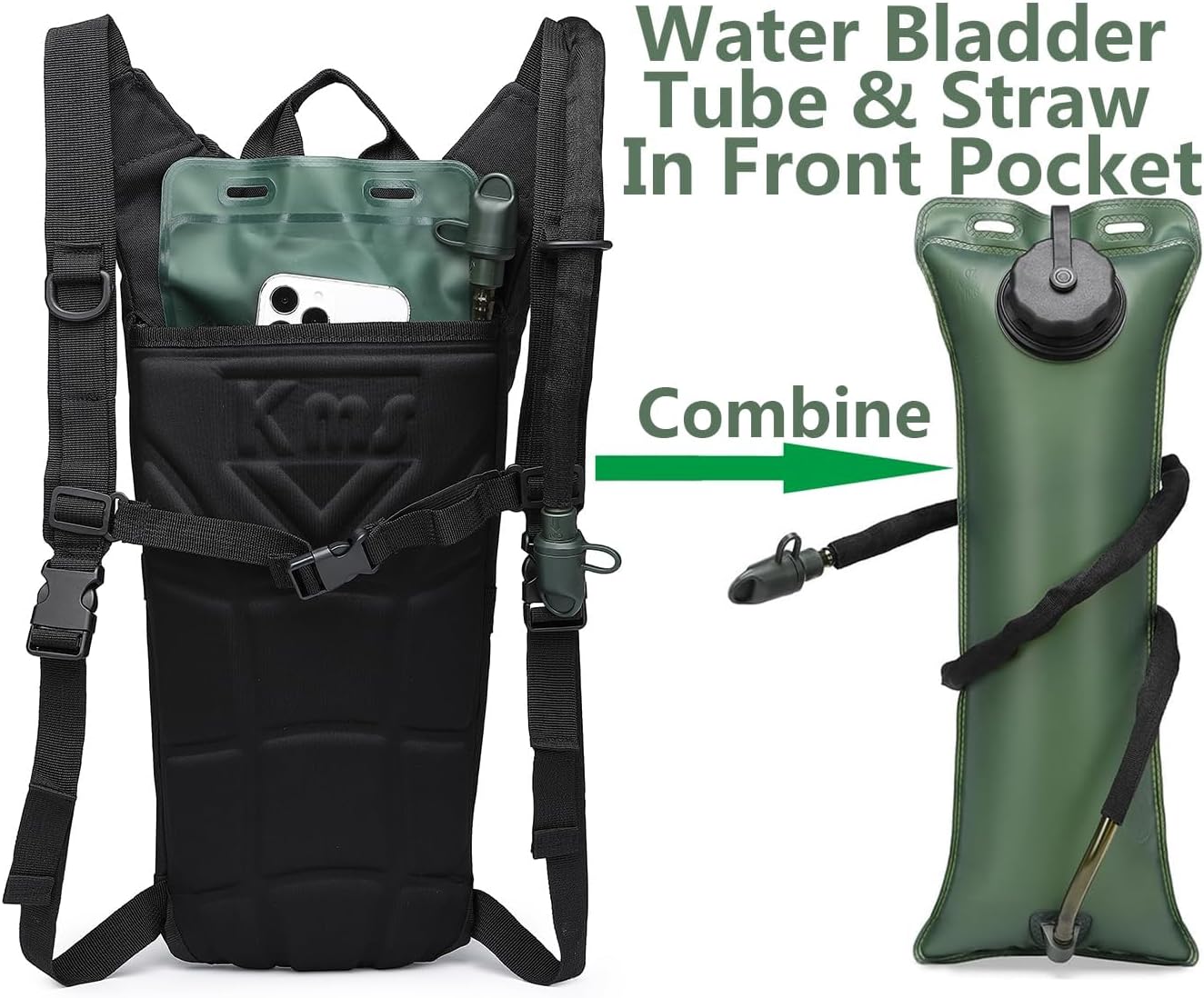 ATBP Military 3L Hydration Pack Reservoir Water Bladder Daypack Camel Backpack Hydration Pack with Water Bladder,Lightweight,BPA Free,for Running Cycling Hiking 2 Packs