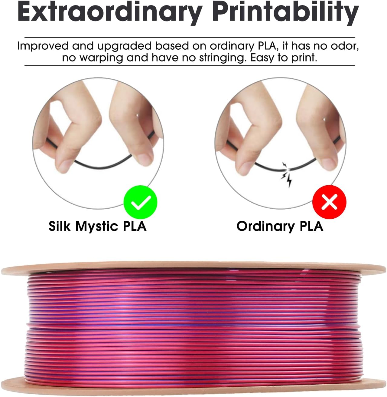 eSUN Silk Mystic PLA Filament 1.75mm, Silky Tricolor 3D Printer Filament PLA, Dimensional Accuracy +/- 0.05mm, 1KG Spool (2.2 LBS) 3D Printing Filament for 3D Printers,Silk Gold Green Black