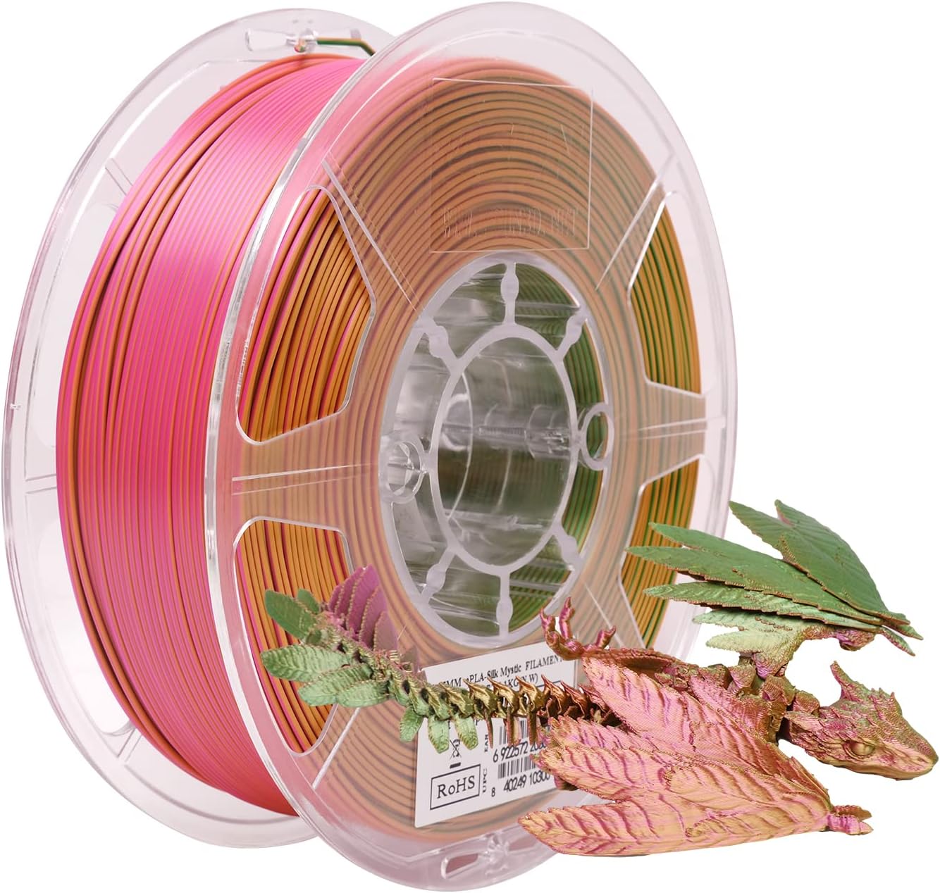 eSUN Silk Mystic PLA Filament 1.75mm, Silky Tricolor 3D Printer Filament PLA, Dimensional Accuracy +/- 0.05mm, 1KG Spool (2.2 LBS) 3D Printing Filament for 3D Printers,Silk Gold Green Black
