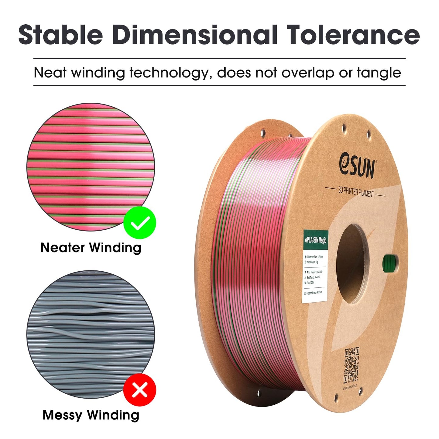 eSUN Silk Mystic PLA Filament 1.75mm, Silky Tricolor 3D Printer Filament PLA, Dimensional Accuracy +/- 0.05mm, 1KG Spool (2.2 LBS) 3D Printing Filament for 3D Printers,Silk Gold Green Black