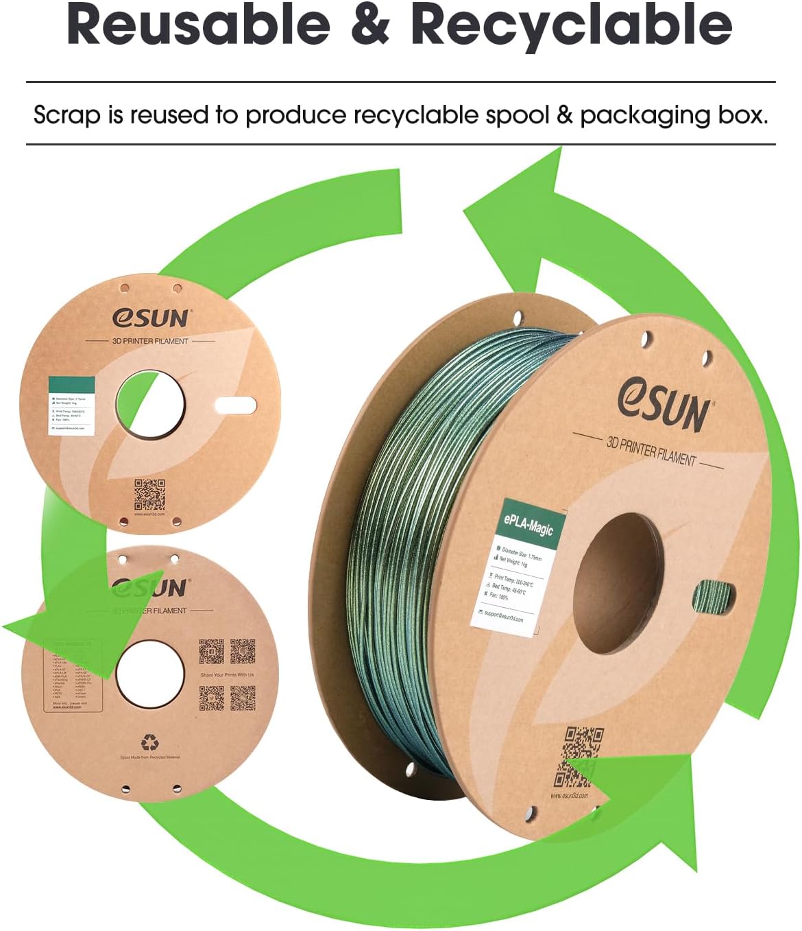 eSUN Silk Mystic PLA Filament 1.75mm, Silky Tricolor 3D Printer Filament PLA, Dimensional Accuracy +/- 0.05mm, 1KG Spool (2.2 LBS) 3D Printing Filament for 3D Printers,Silk Gold Green Black