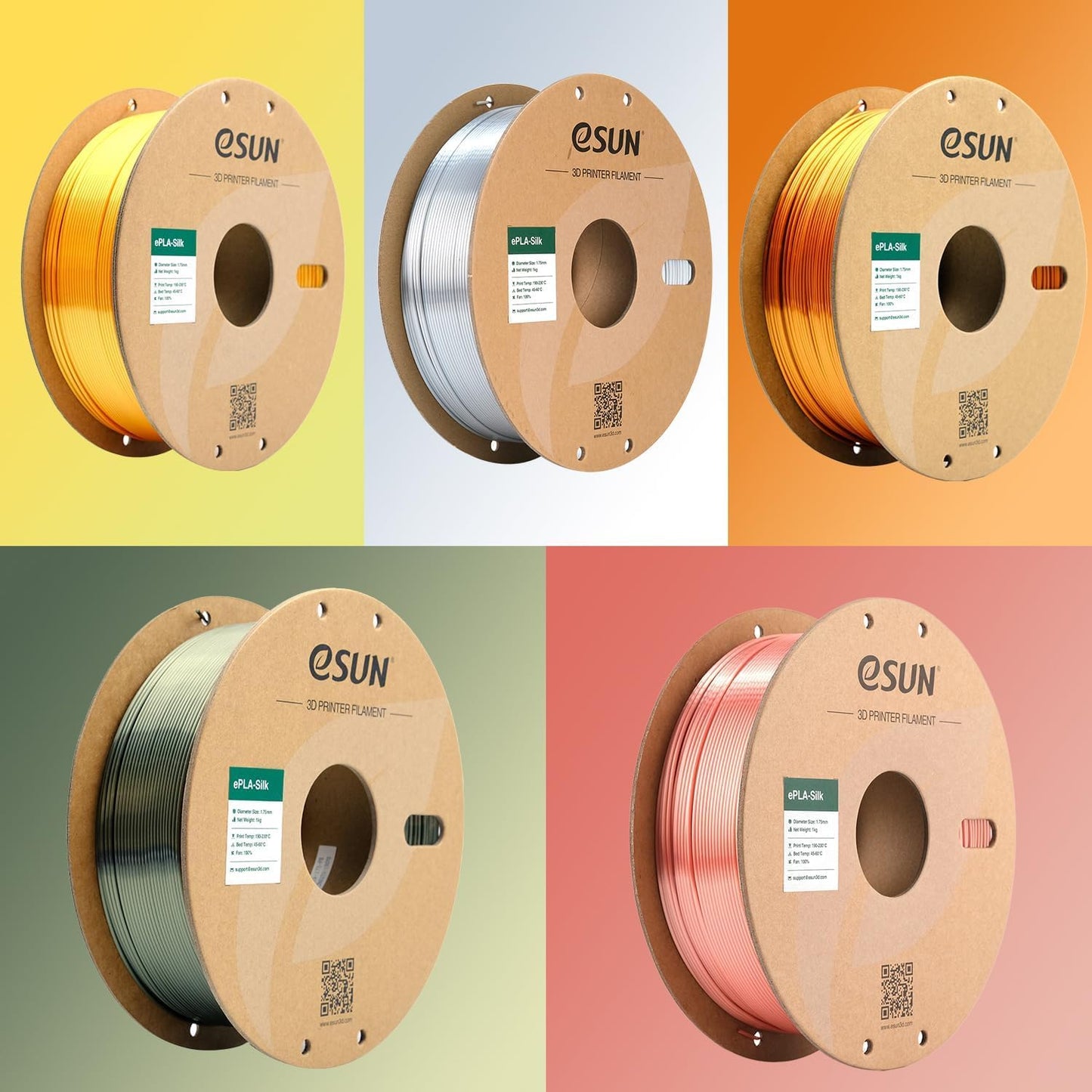 eSUN Silk Mystic PLA Filament 1.75mm, Silky Tricolor 3D Printer Filament PLA, Dimensional Accuracy +/- 0.05mm, 1KG Spool (2.2 LBS) 3D Printing Filament for 3D Printers,Silk Gold Green Black