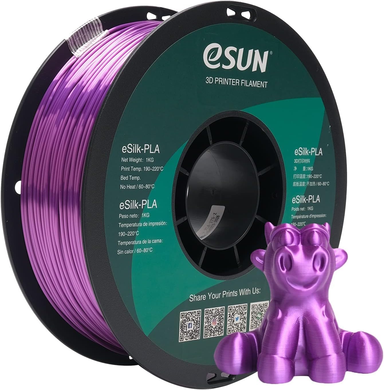 eSUN Silk Mystic PLA Filament 1.75mm, Silky Tricolor 3D Printer Filament PLA, Dimensional Accuracy +/- 0.05mm, 1KG Spool (2.2 LBS) 3D Printing Filament for 3D Printers,Silk Gold Green Black