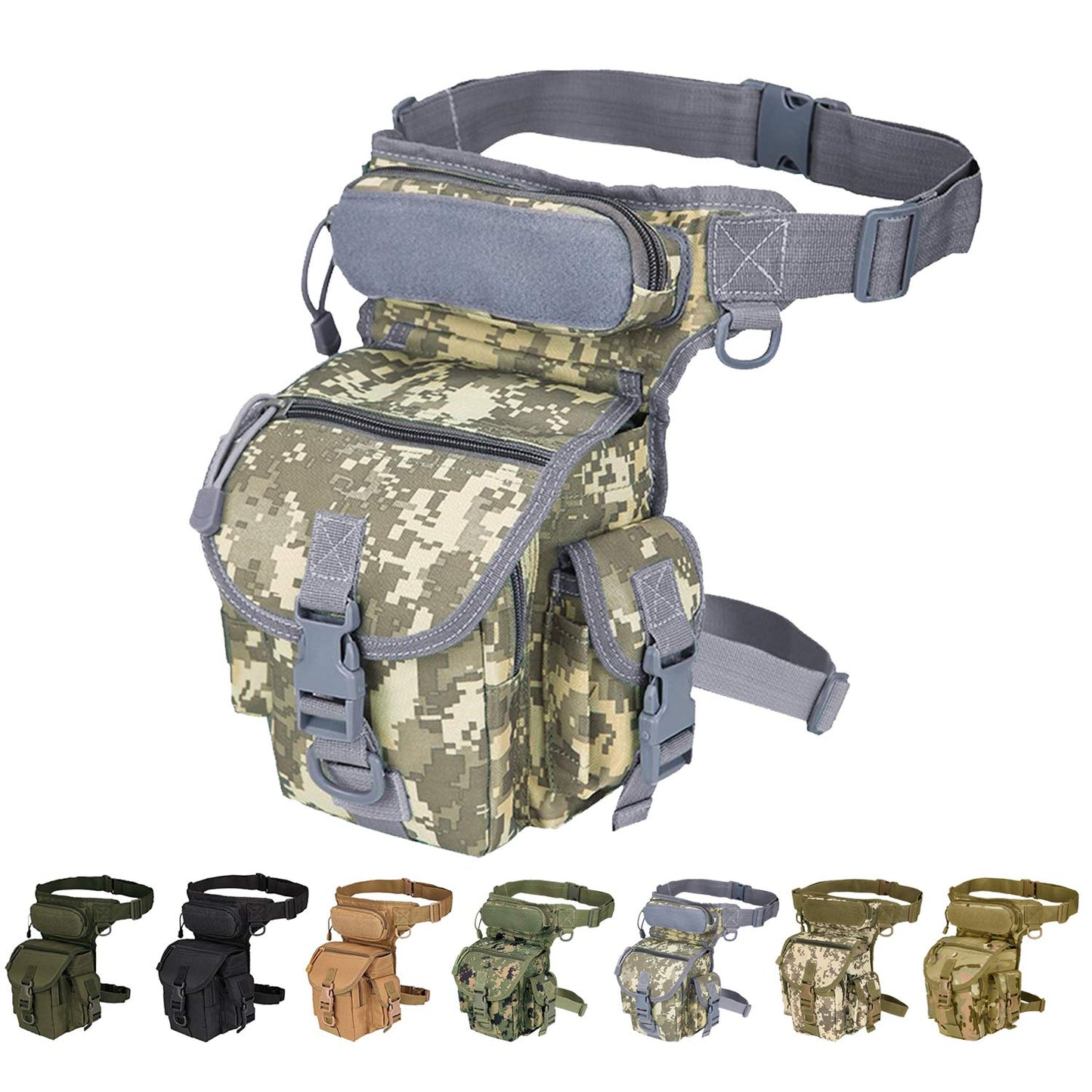 Injoy Multi-Purpose Tactical Drop Leg Bag Tool Fanny Thigh Pack Leg Rig Military Motorcycle Camera Versipack Utility Pouch, Black/Coyote Tan/Army Green/Camouflage 7 Colors Available