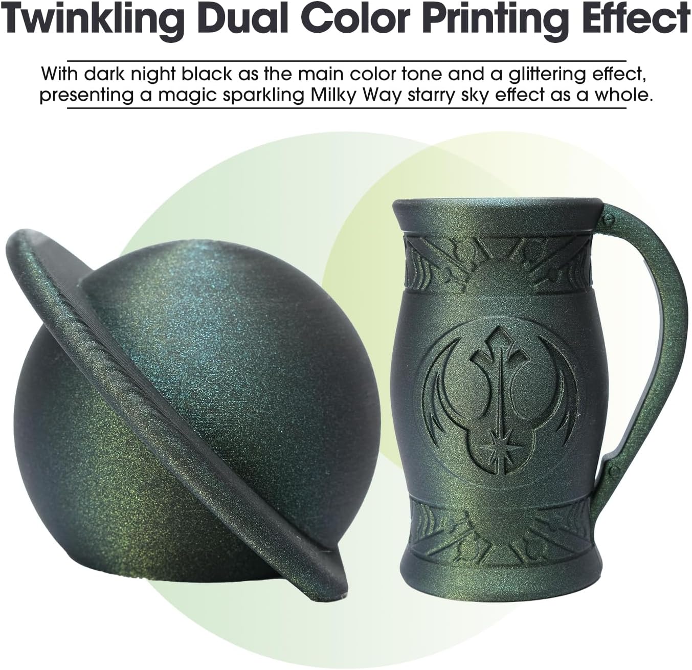 eSUN Silk Mystic PLA Filament 1.75mm, Silky Tricolor 3D Printer Filament PLA, Dimensional Accuracy +/- 0.05mm, 1KG Spool (2.2 LBS) 3D Printing Filament for 3D Printers,Silk Gold Green Black