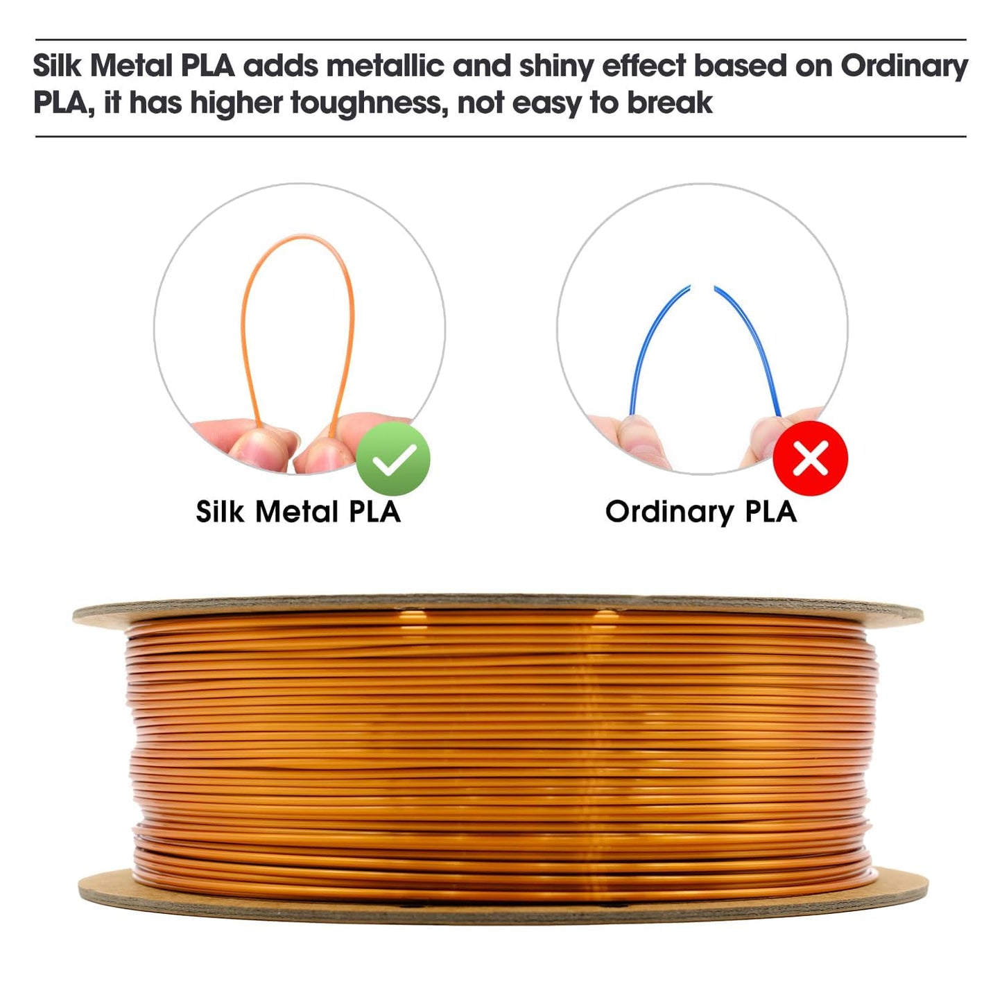 eSUN Silk Mystic PLA Filament 1.75mm, Silky Tricolor 3D Printer Filament PLA, Dimensional Accuracy +/- 0.05mm, 1KG Spool (2.2 LBS) 3D Printing Filament for 3D Printers,Silk Gold Green Black