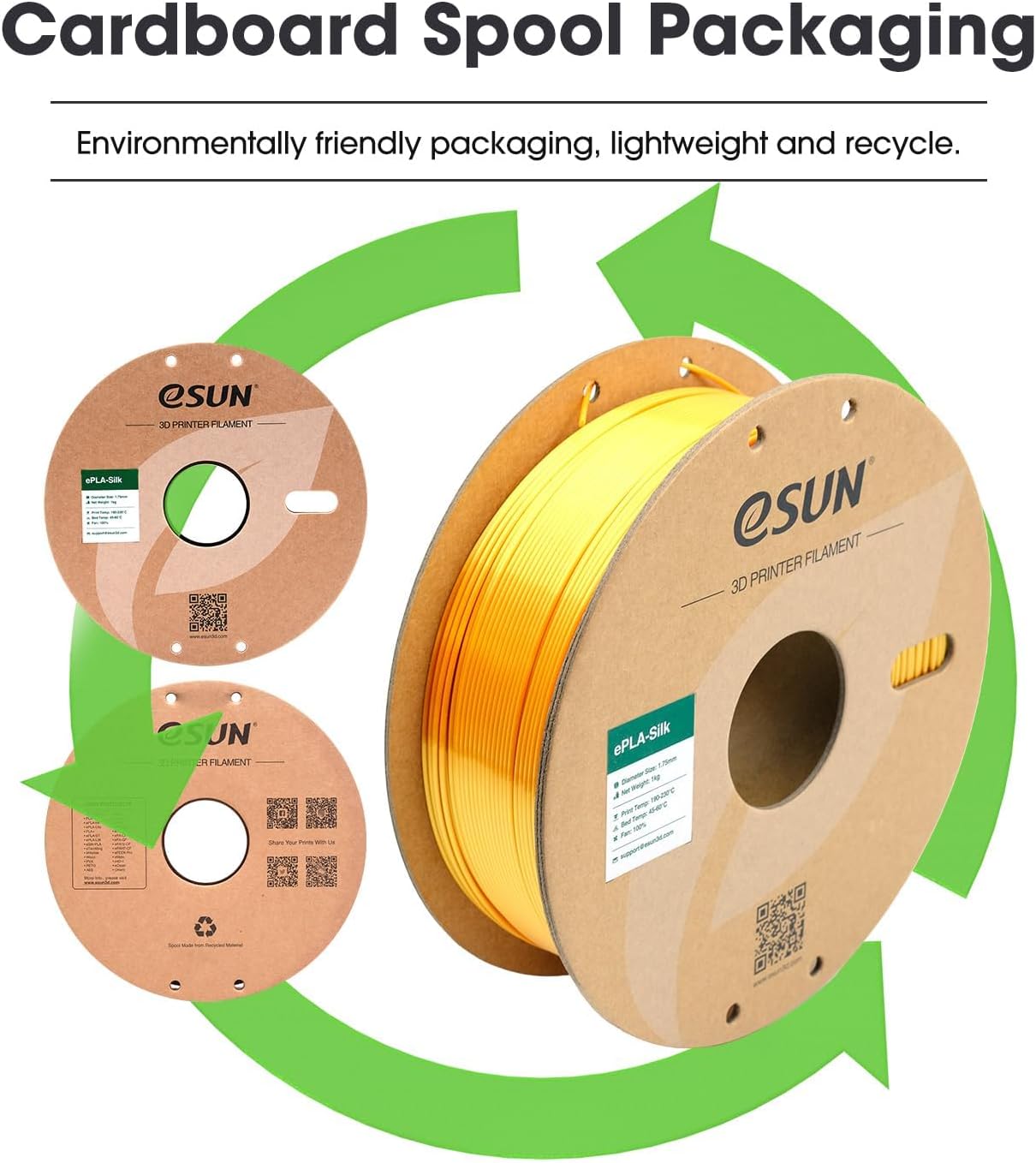 eSUN Silk Mystic PLA Filament 1.75mm, Silky Tricolor 3D Printer Filament PLA, Dimensional Accuracy +/- 0.05mm, 1KG Spool (2.2 LBS) 3D Printing Filament for 3D Printers,Silk Gold Green Black