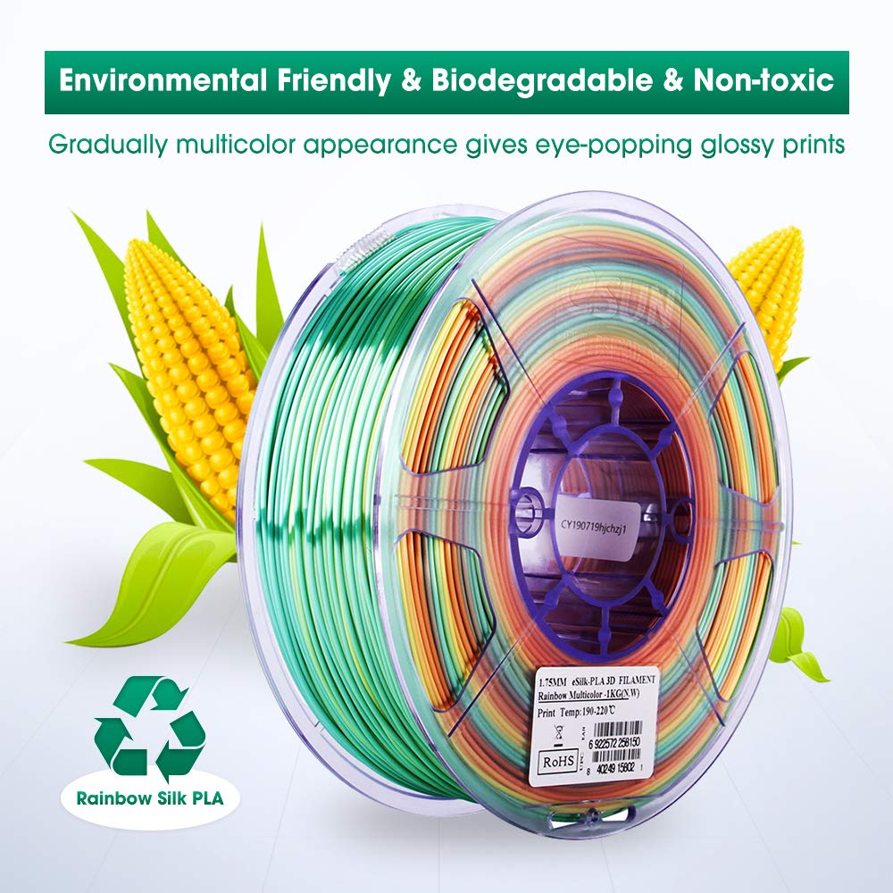 eSUN Silk Mystic PLA Filament 1.75mm, Silky Tricolor 3D Printer Filament PLA, Dimensional Accuracy +/- 0.05mm, 1KG Spool (2.2 LBS) 3D Printing Filament for 3D Printers,Silk Gold Green Black