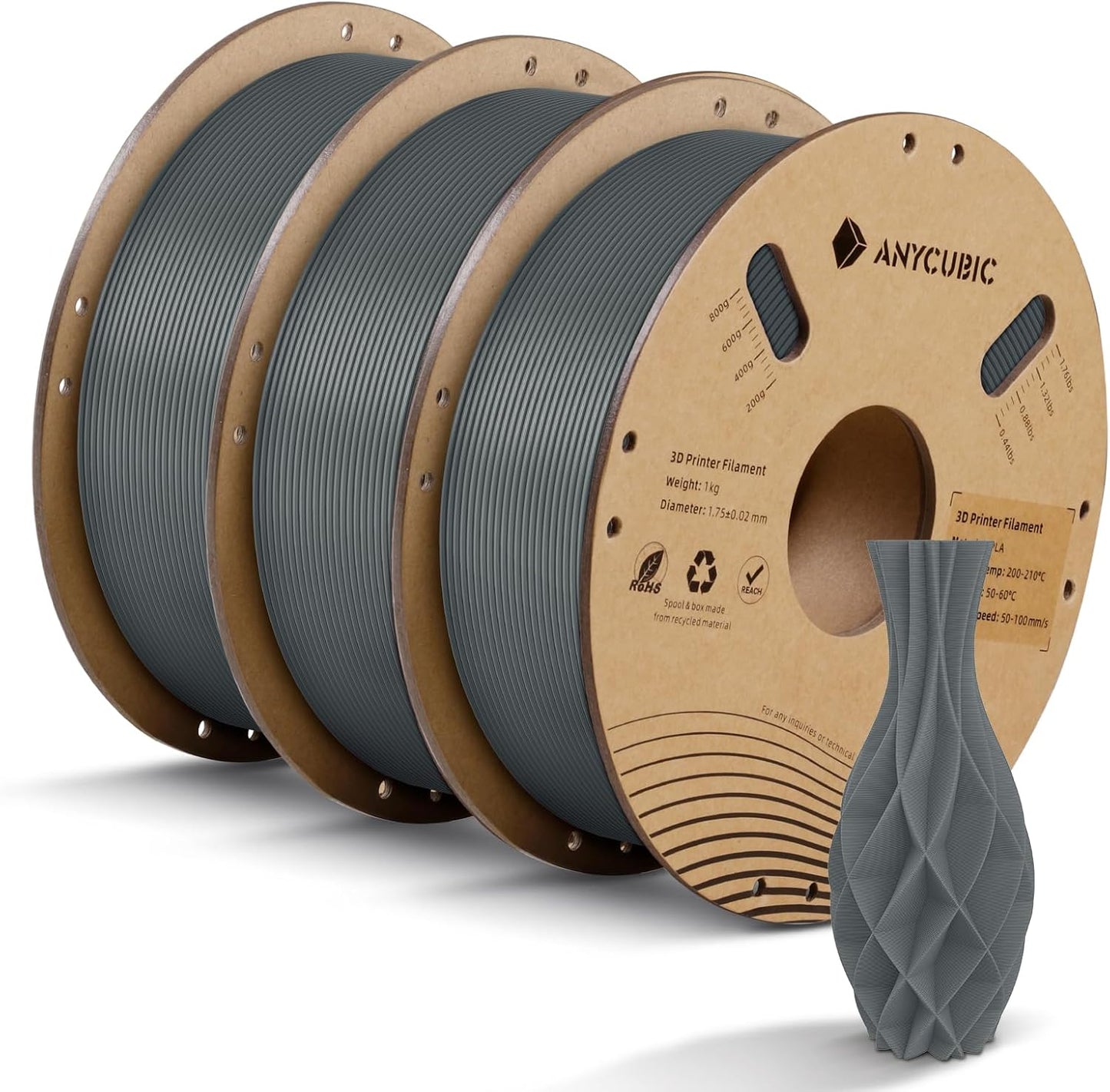 ANYCUBIC PLA 3D Printer Filament, Blue, 3D Printing PLA Filament 1.75mm Dimensional Accuracy +/- 0.02mm, 1KG Spool (2.2 lbs)