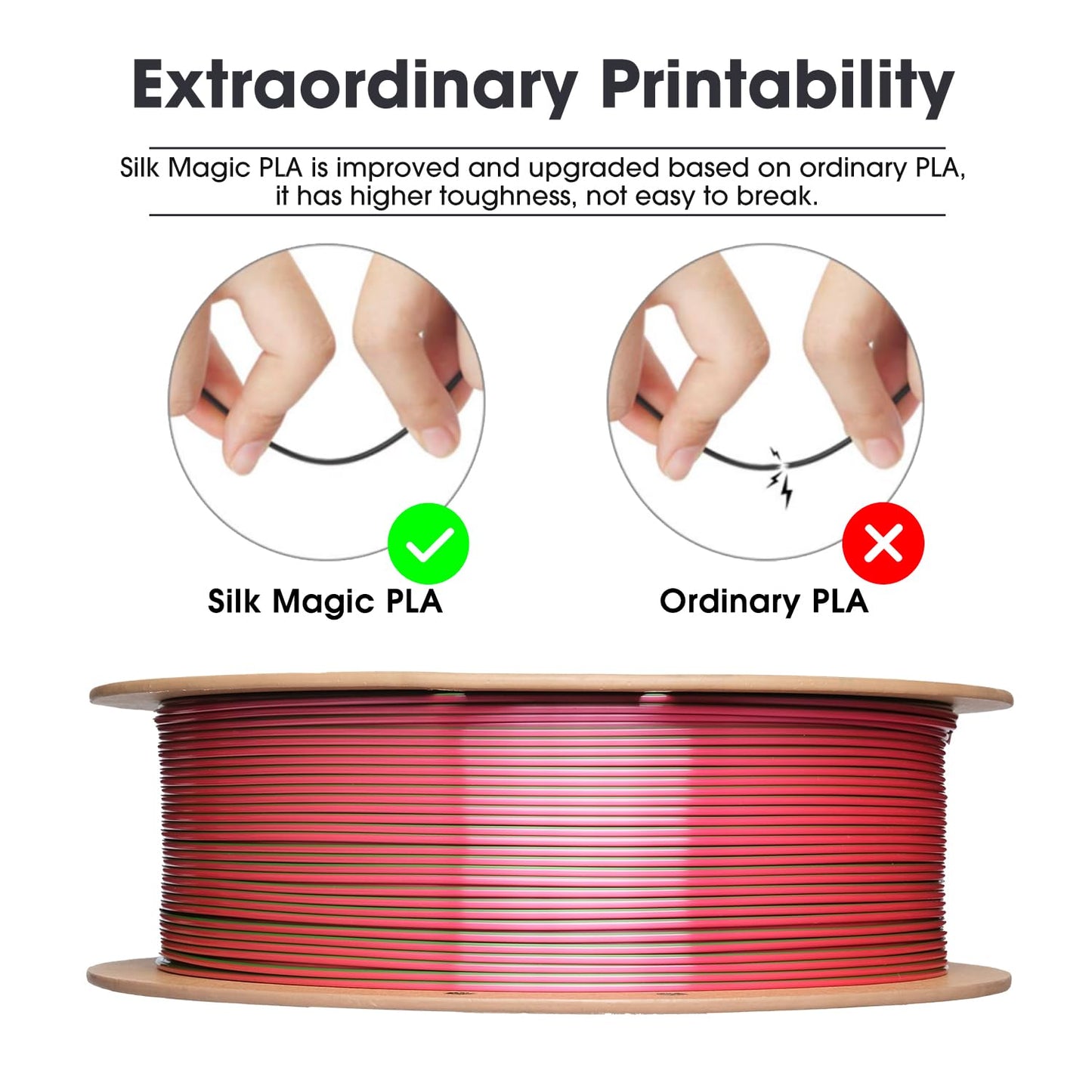 eSUN Silk Mystic PLA Filament 1.75mm, Silky Tricolor 3D Printer Filament PLA, Dimensional Accuracy +/- 0.05mm, 1KG Spool (2.2 LBS) 3D Printing Filament for 3D Printers,Silk Gold Green Black