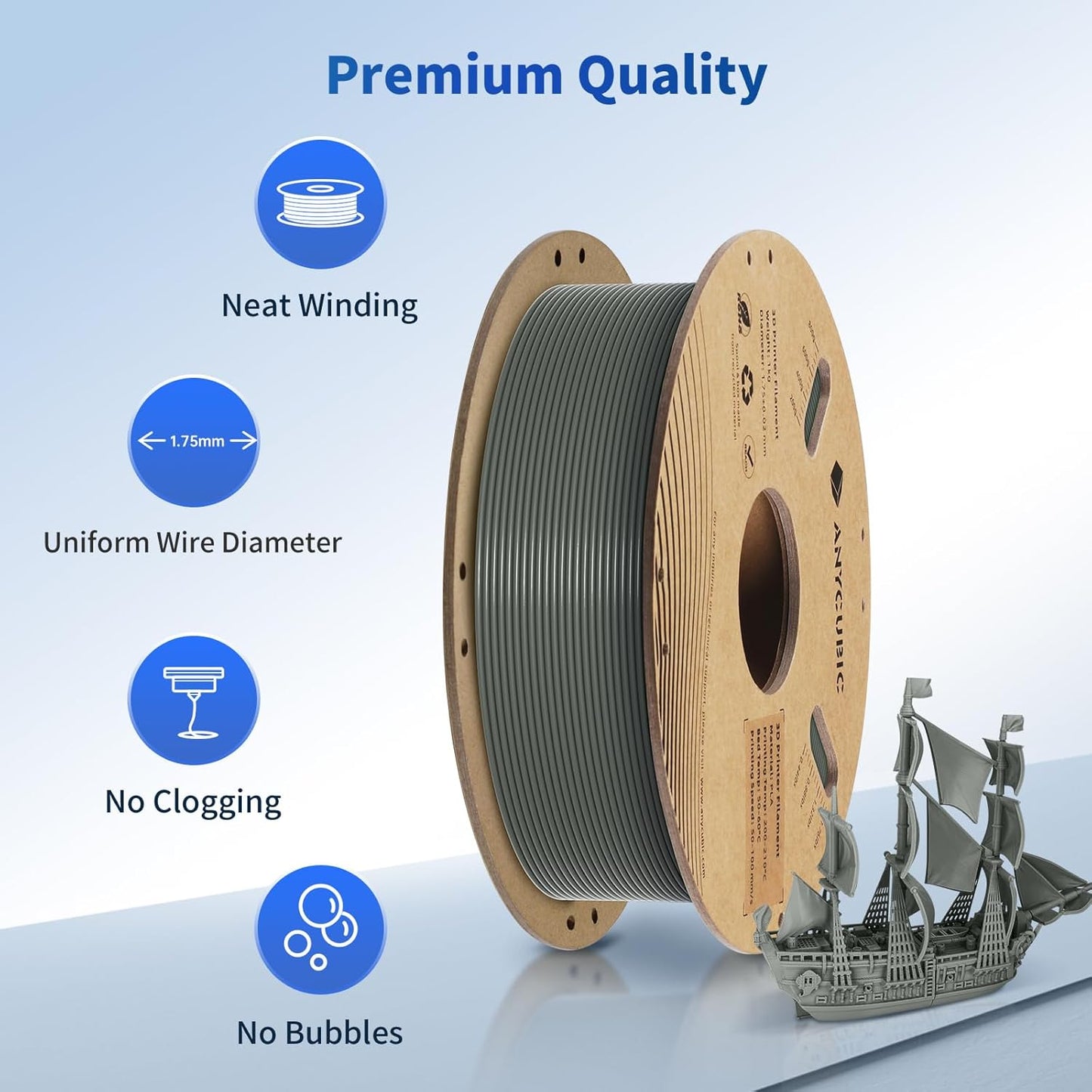 ANYCUBIC PLA 3D Printer Filament, Blue, 3D Printing PLA Filament 1.75mm Dimensional Accuracy +/- 0.02mm, 1KG Spool (2.2 lbs)