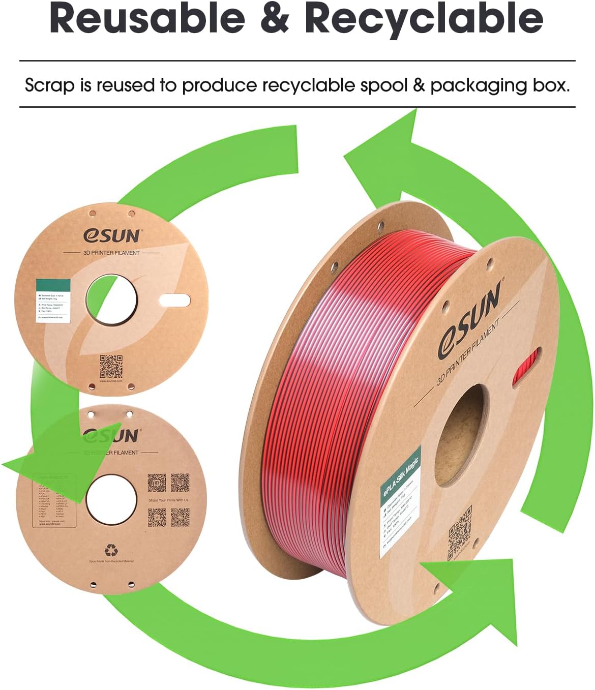 eSUN Silk Mystic PLA Filament 1.75mm, Silky Tricolor 3D Printer Filament PLA, Dimensional Accuracy +/- 0.05mm, 1KG Spool (2.2 LBS) 3D Printing Filament for 3D Printers,Silk Gold Green Black
