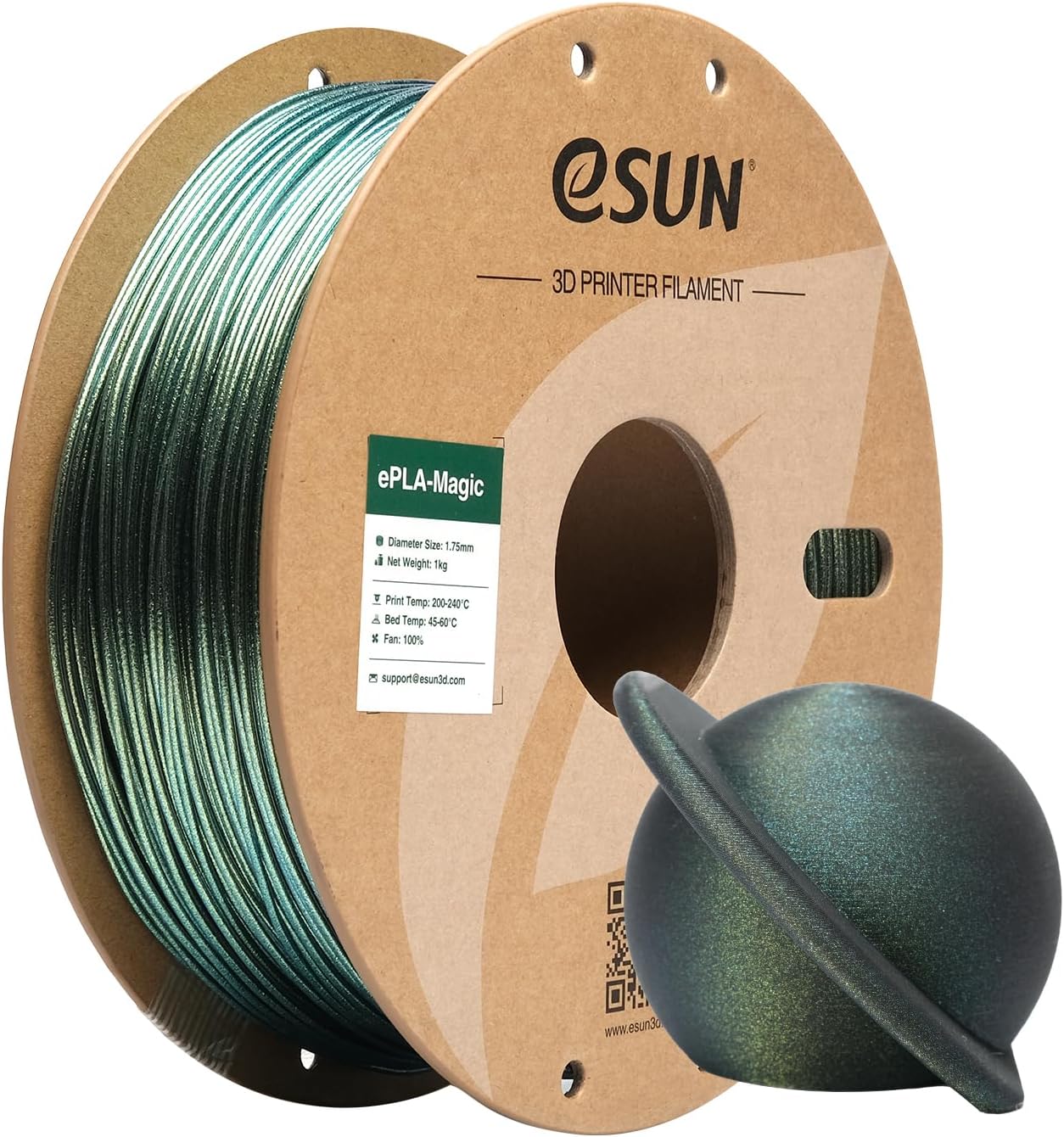 eSUN Silk Mystic PLA Filament 1.75mm, Silky Tricolor 3D Printer Filament PLA, Dimensional Accuracy +/- 0.05mm, 1KG Spool (2.2 LBS) 3D Printing Filament for 3D Printers,Silk Gold Green Black