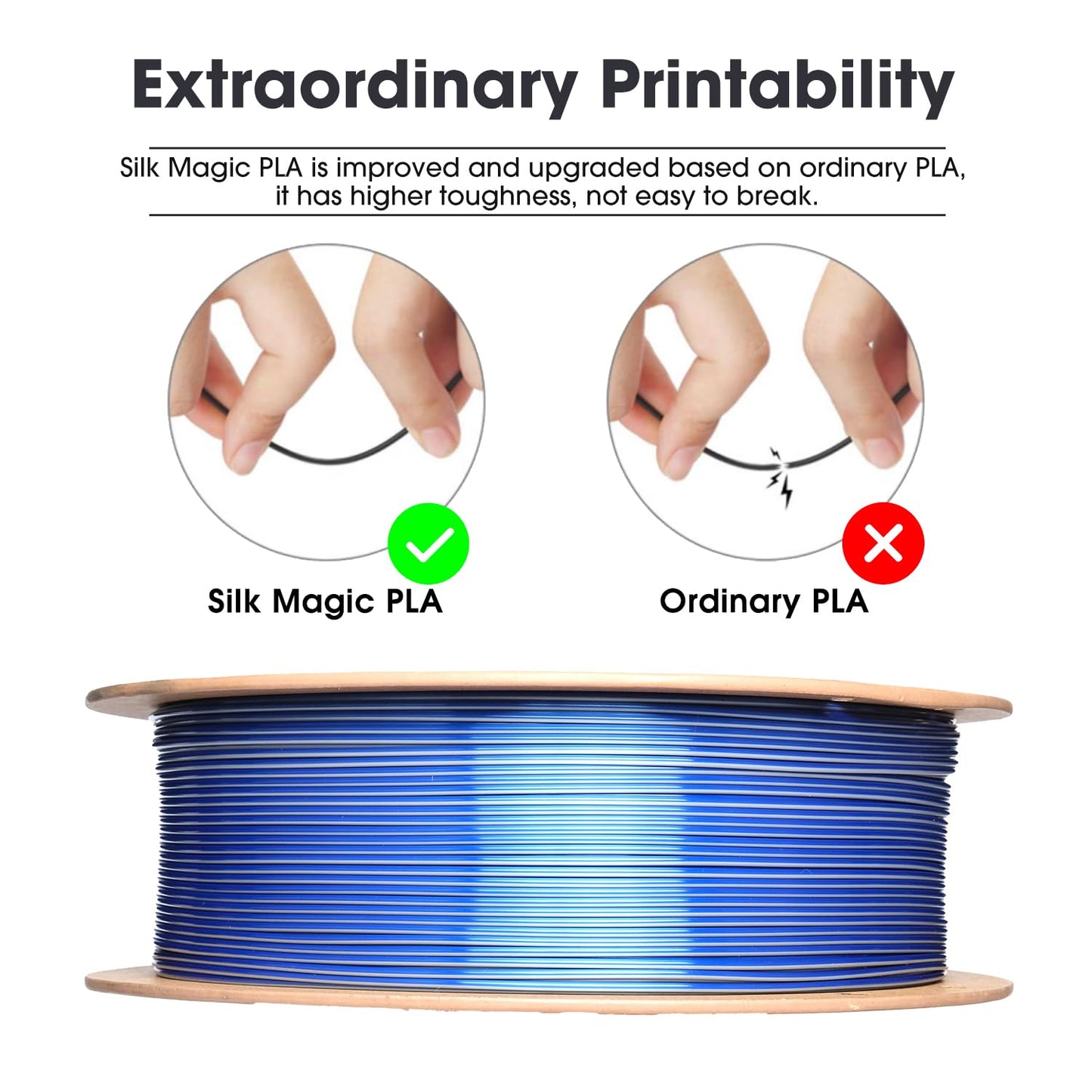 eSUN Silk Mystic PLA Filament 1.75mm, Silky Tricolor 3D Printer Filament PLA, Dimensional Accuracy +/- 0.05mm, 1KG Spool (2.2 LBS) 3D Printing Filament for 3D Printers,Silk Gold Green Black