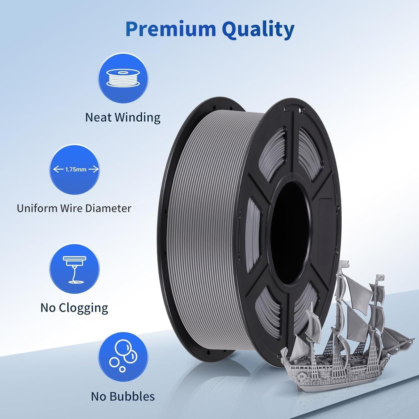 ANYCUBIC PLA 3D Printer Filament, Blue, 3D Printing PLA Filament 1.75mm Dimensional Accuracy +/- 0.02mm, 1KG Spool (2.2 lbs)