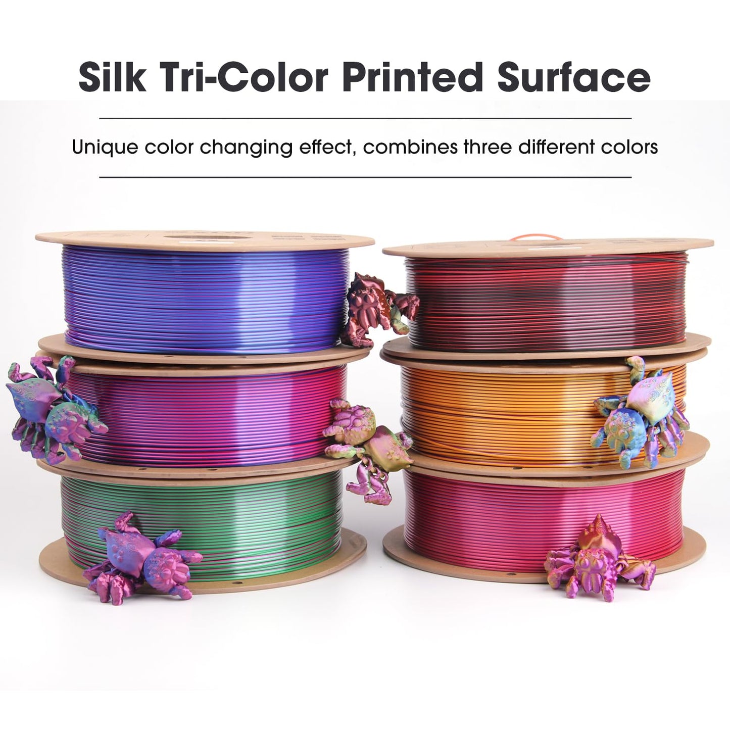 eSUN Silk Mystic PLA Filament 1.75mm, Silky Tricolor 3D Printer Filament PLA, Dimensional Accuracy +/- 0.05mm, 1KG Spool (2.2 LBS) 3D Printing Filament for 3D Printers,Silk Gold Green Black