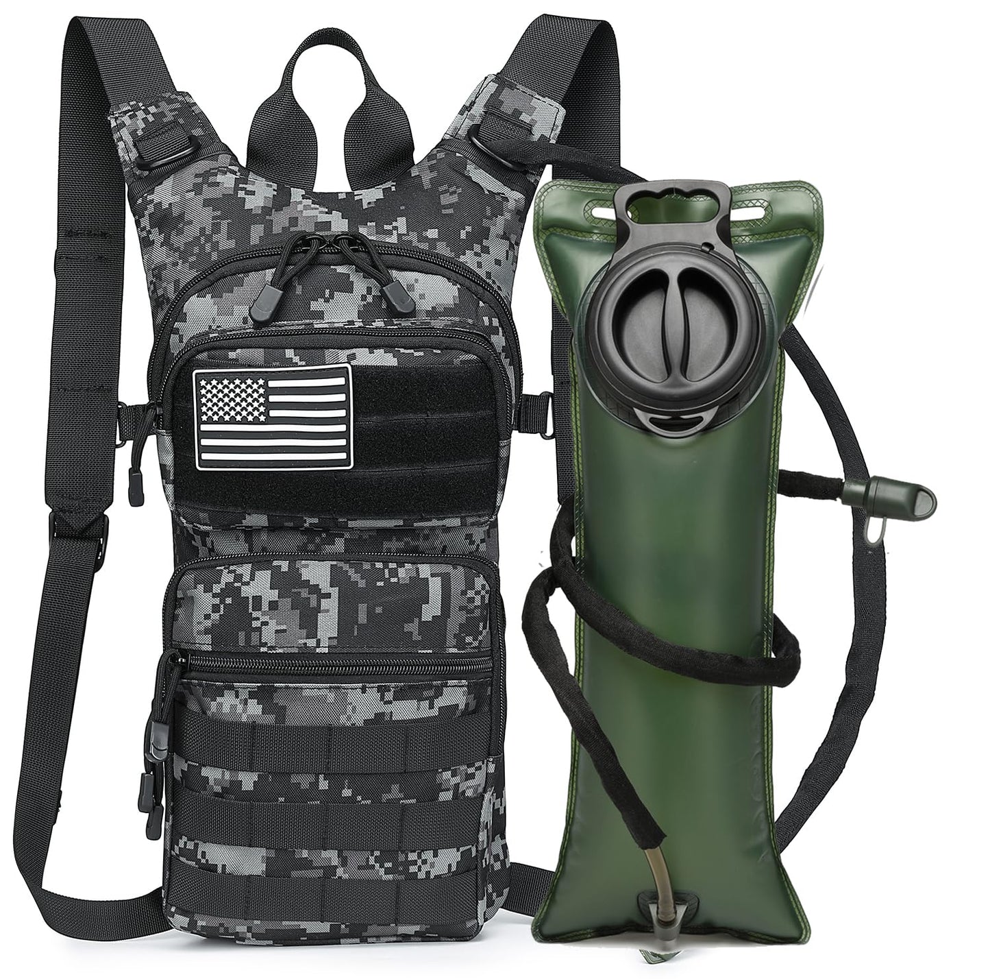 ATBP Military 3L Hydration Pack Reservoir Water Bladder Daypack Camel Backpack Hydration Pack with Water Bladder,Lightweight,BPA Free,for Running Cycling Hiking 2 Packs