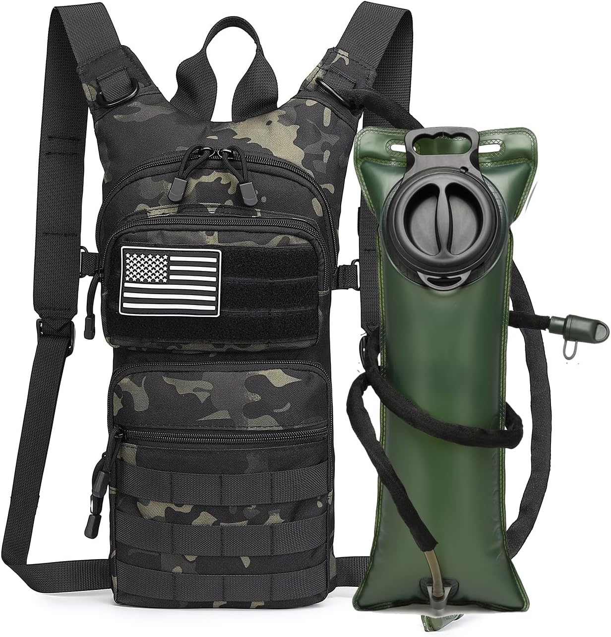 ATBP Military 3L Hydration Pack Reservoir Water Bladder Daypack Camel Backpack Hydration Pack with Water Bladder,Lightweight,BPA Free,for Running Cycling Hiking 2 Packs